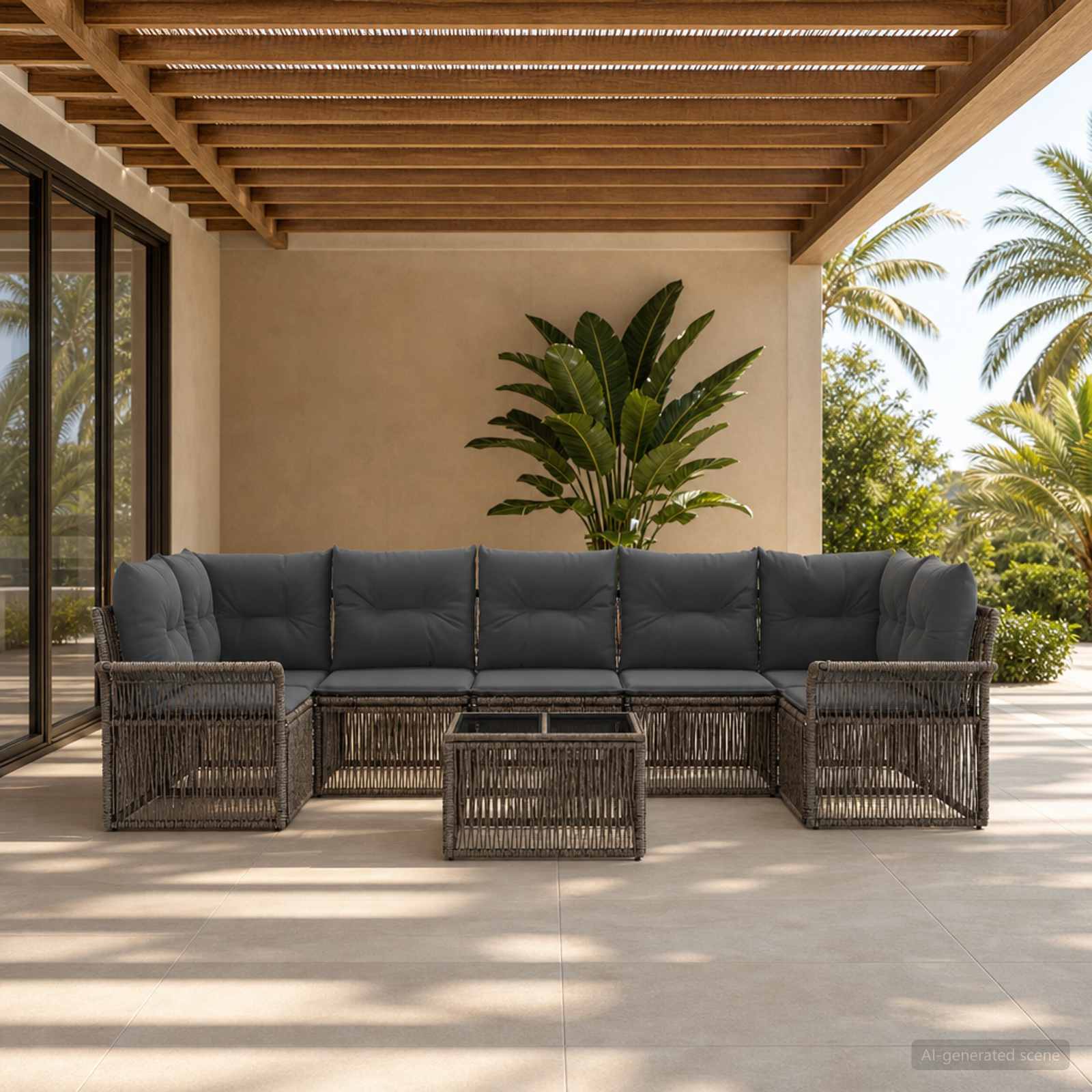 Gartensofa-set 8 stk. Grau Poly-Rattan