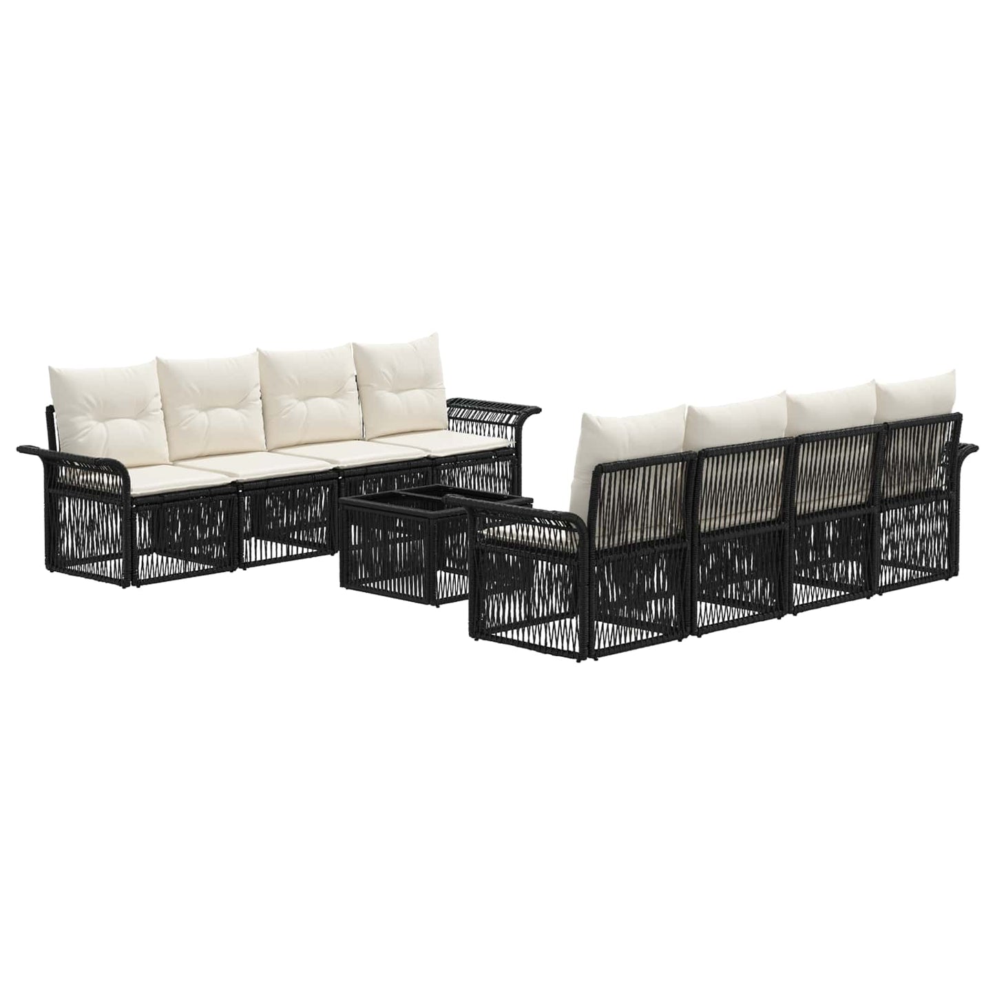 Gartensofa-set 9 stk. Schwarz Poly-Rattan