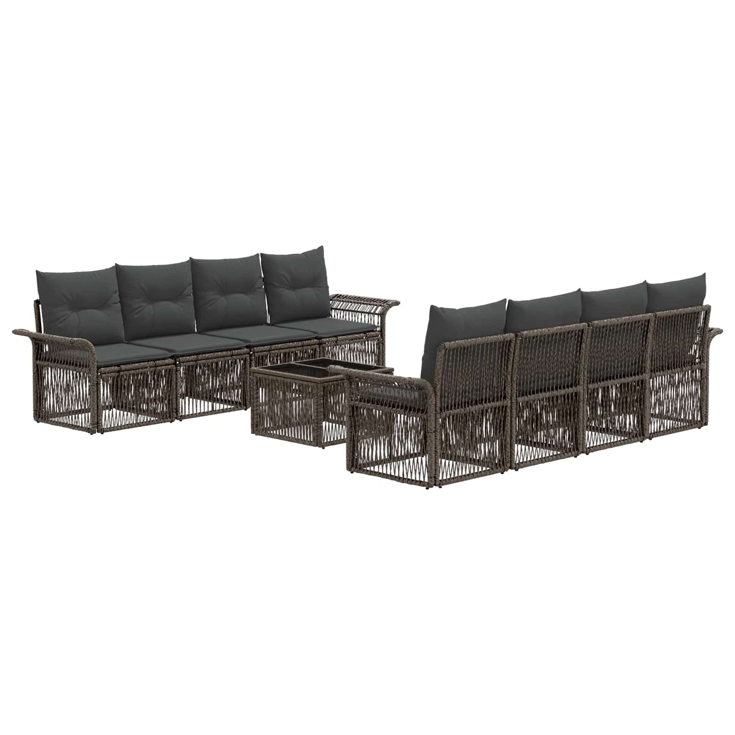 Gartensofa-set 9 stk. Grau Poly-Rattan