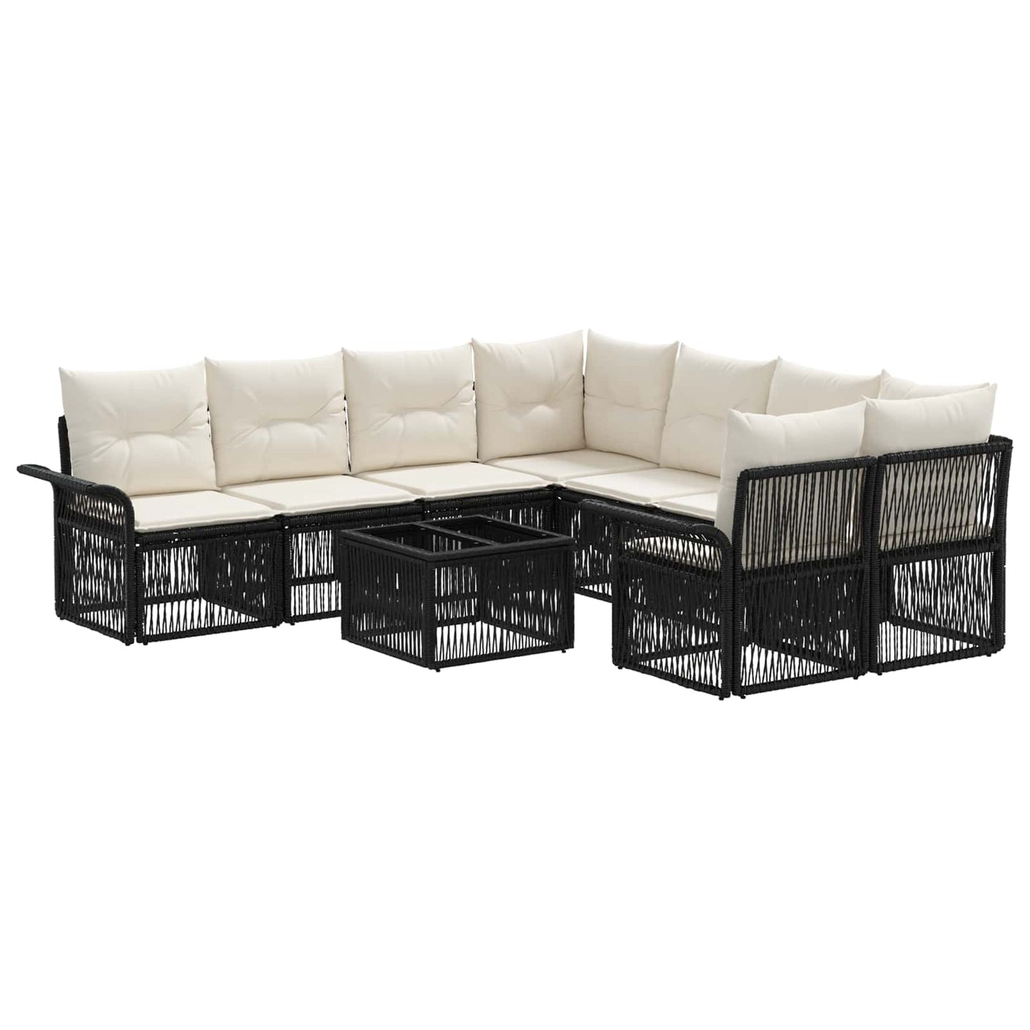 Gartensofa-set 9 stk. Schwarz Poly-Rattan