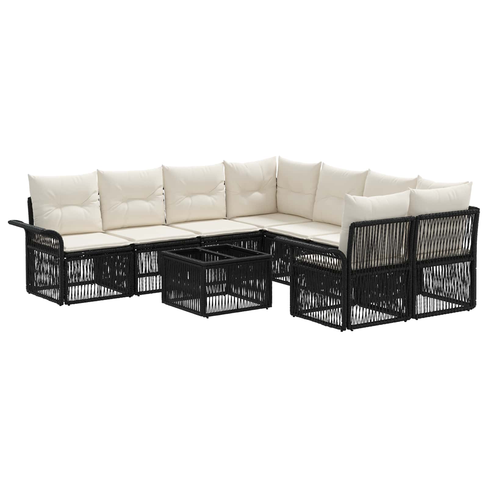 Gartensofa-set 9 stk. Schwarz Poly-Rattan