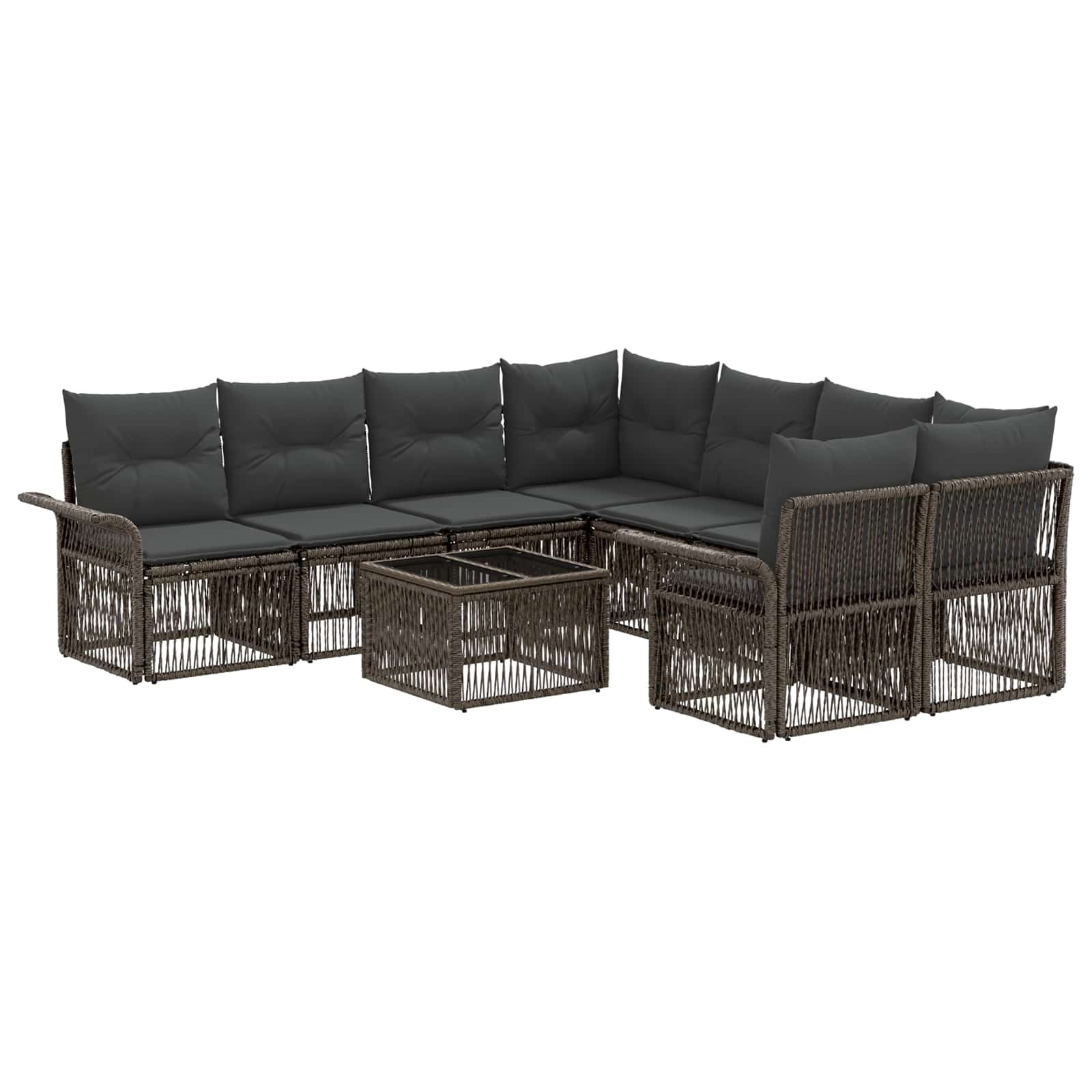 Gartensofa-set 9 stk. Grau Poly-Rattan