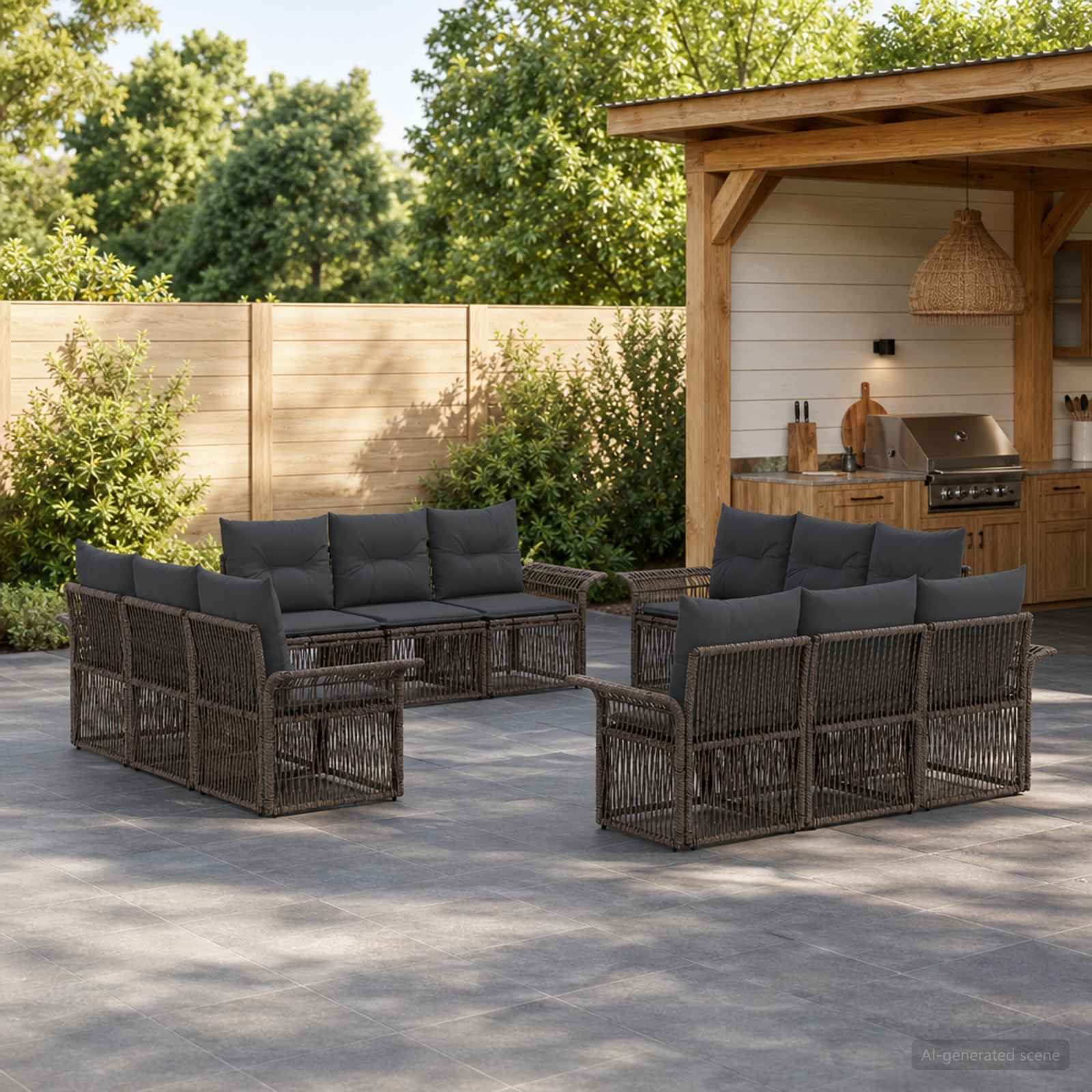 Gartensofa-set 12 pcs Grau Poly-Rattan