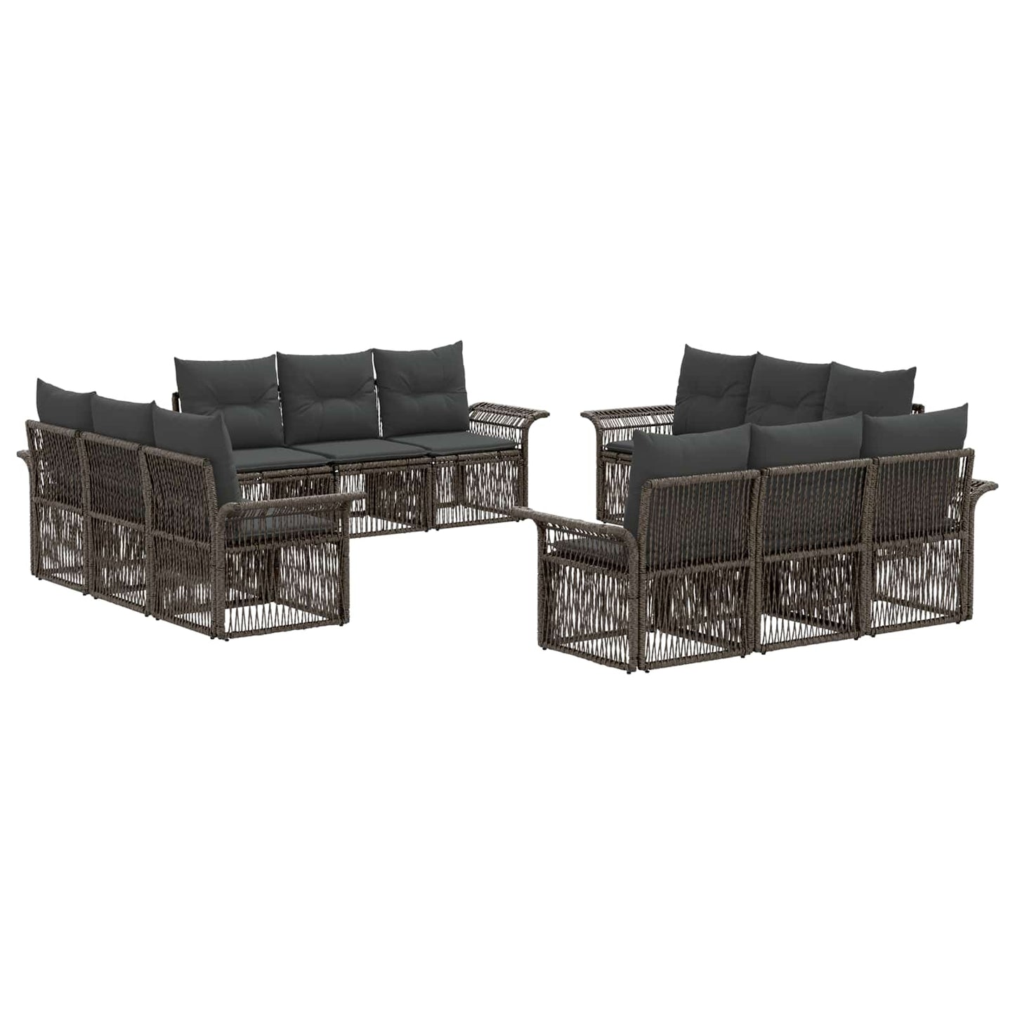 Gartensofa-set 12 pcs Grau Poly-Rattan