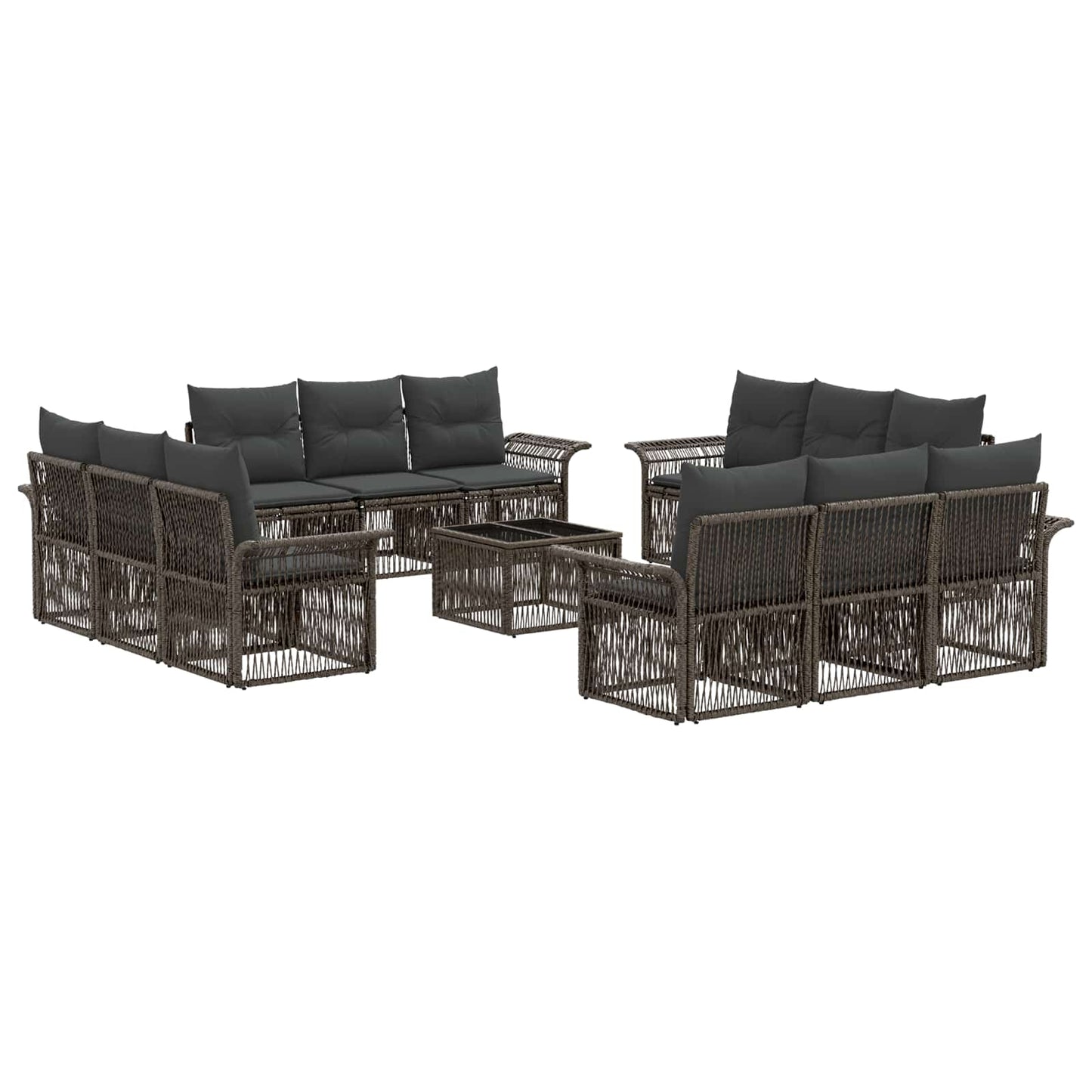 Gartensofa-set 13 stk. Grau Poly-Rattan