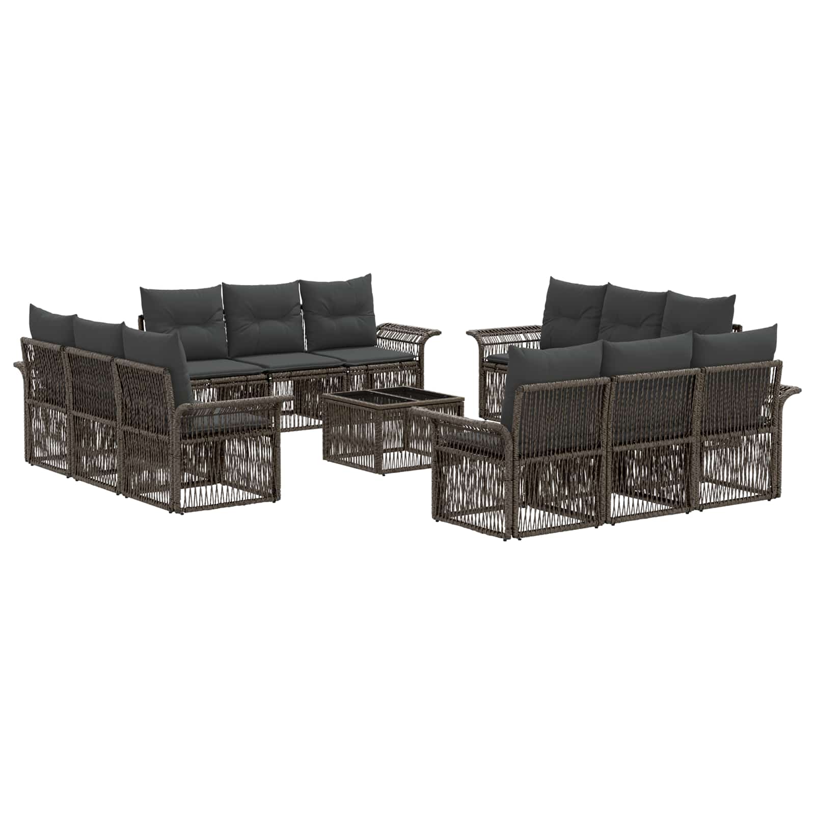 Gartensofa-set 13 stk. Grau Poly-Rattan