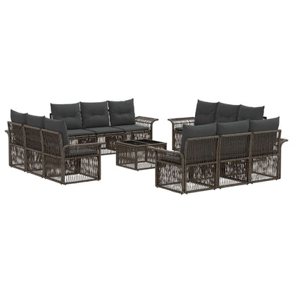 Gartensofa-set 13 stk. Grau Poly-Rattan