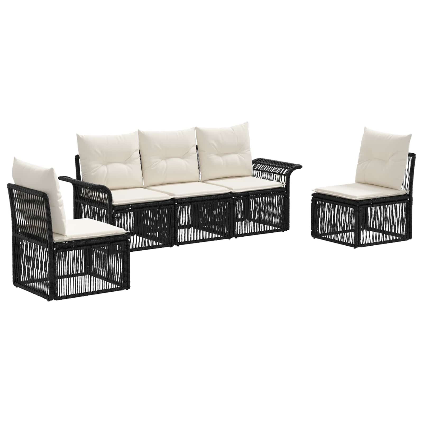 Gartensofa-set 5 pcs Schwarz Poly-Rattan