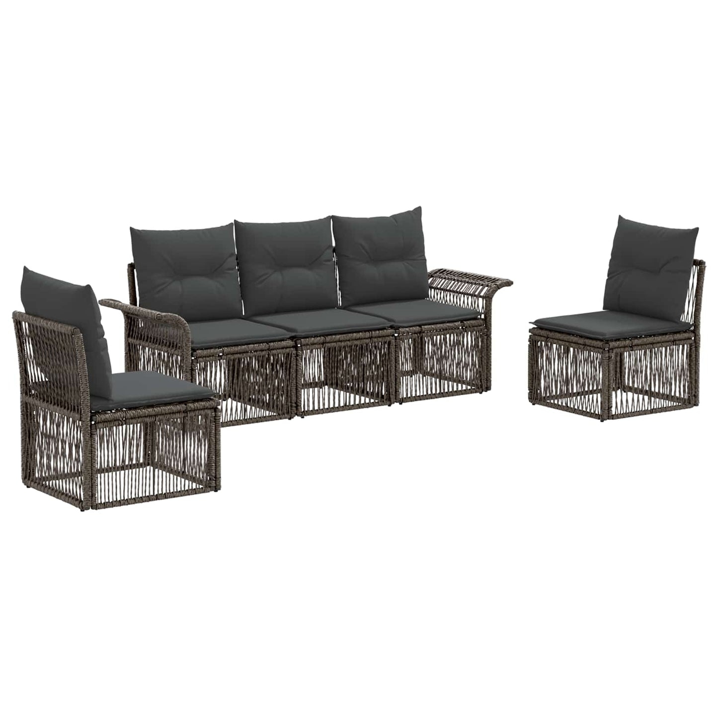 Gartensofa-set 5 pcs Grau Poly-Rattan