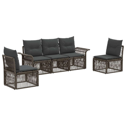 Gartensofa-set 5 stk. Grau Poly-Rattan