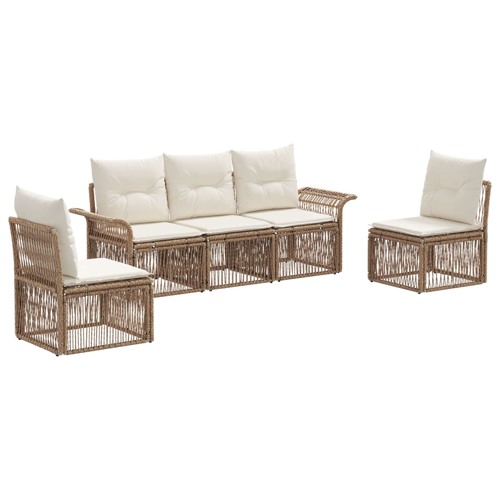 Gartensofa-set 5 stk. Beige Poly-Rattan