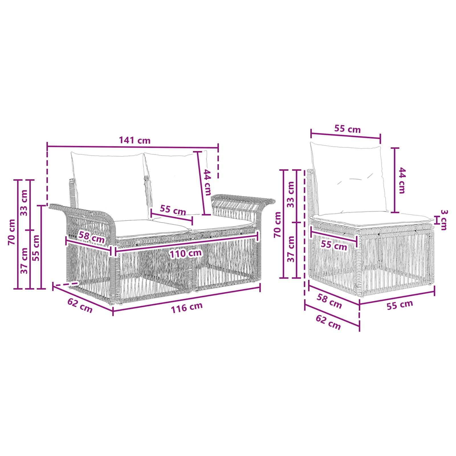 Gartensofa-set 5 stk. Beige Poly-Rattan