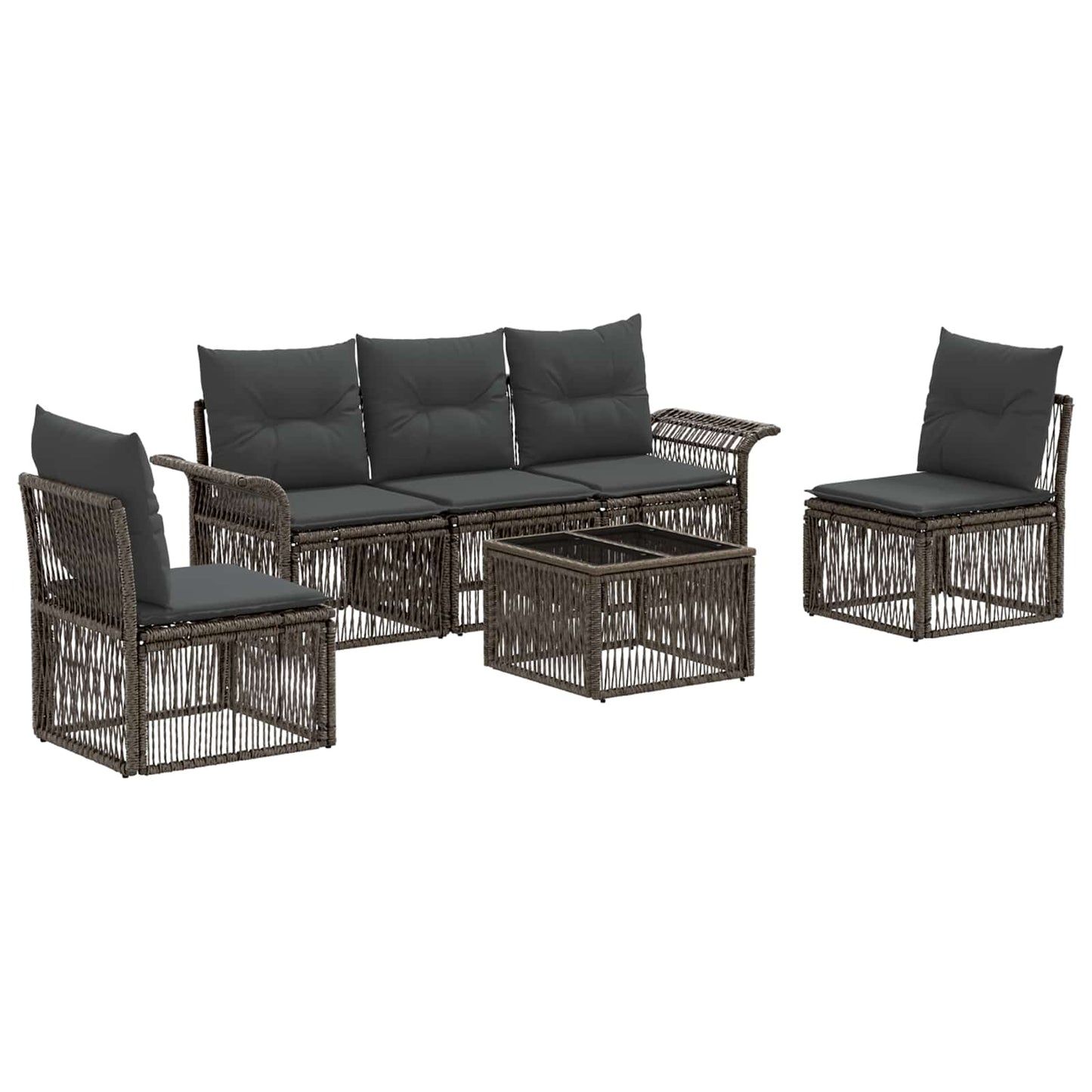 Gartensofa-set 6 stk. Grau Poly-Rattan
