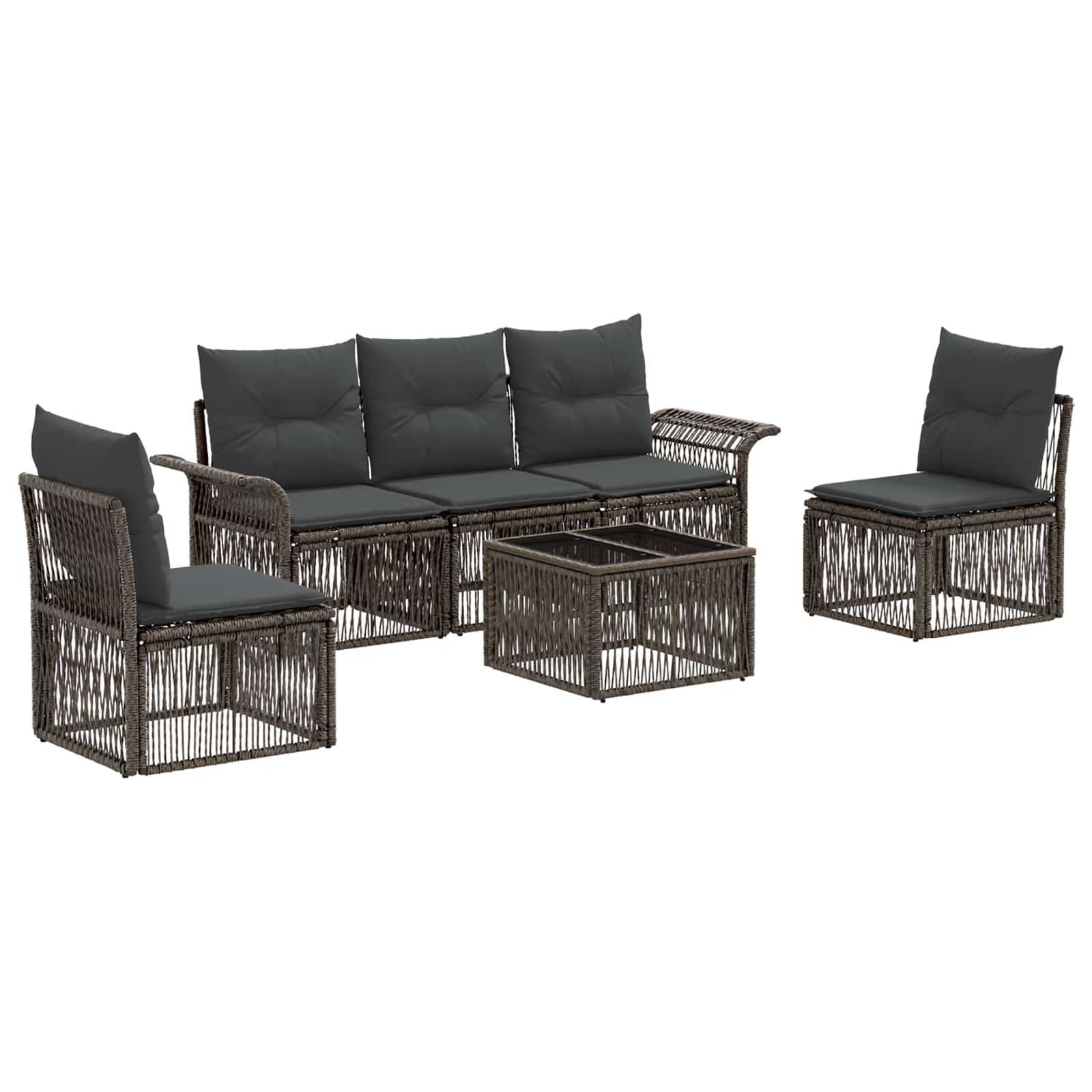 Gartensofa-set 6 stk. Grau Poly-Rattan