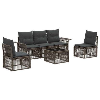 Gartensofa-set 6 stk. Grau Poly-Rattan