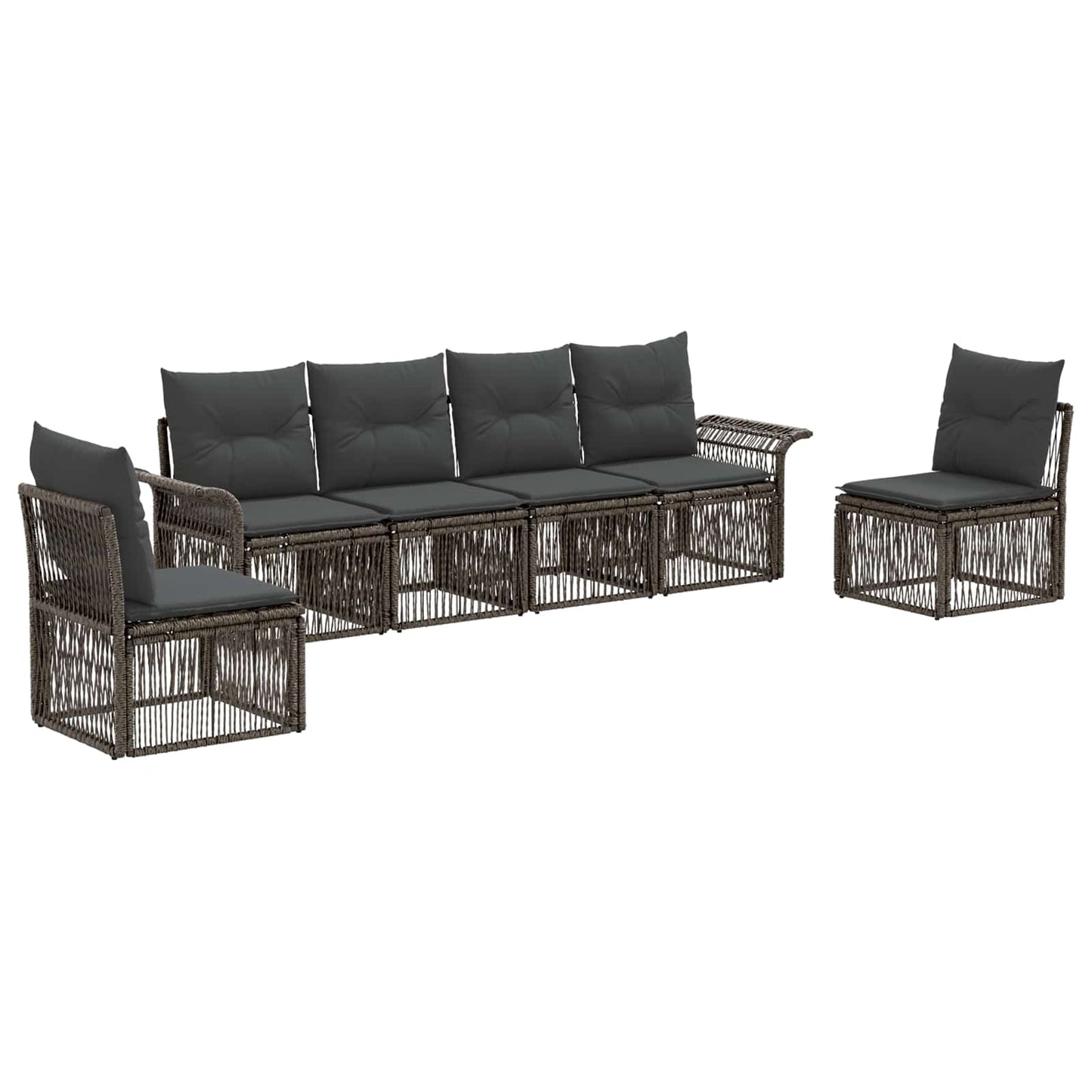 Gartensofa-set 6 pcs Grau Poly-Rattan