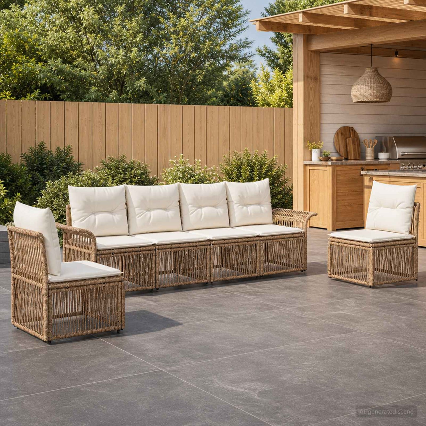 Gartensofa-set 6 pcs Beige Poly-Rattan