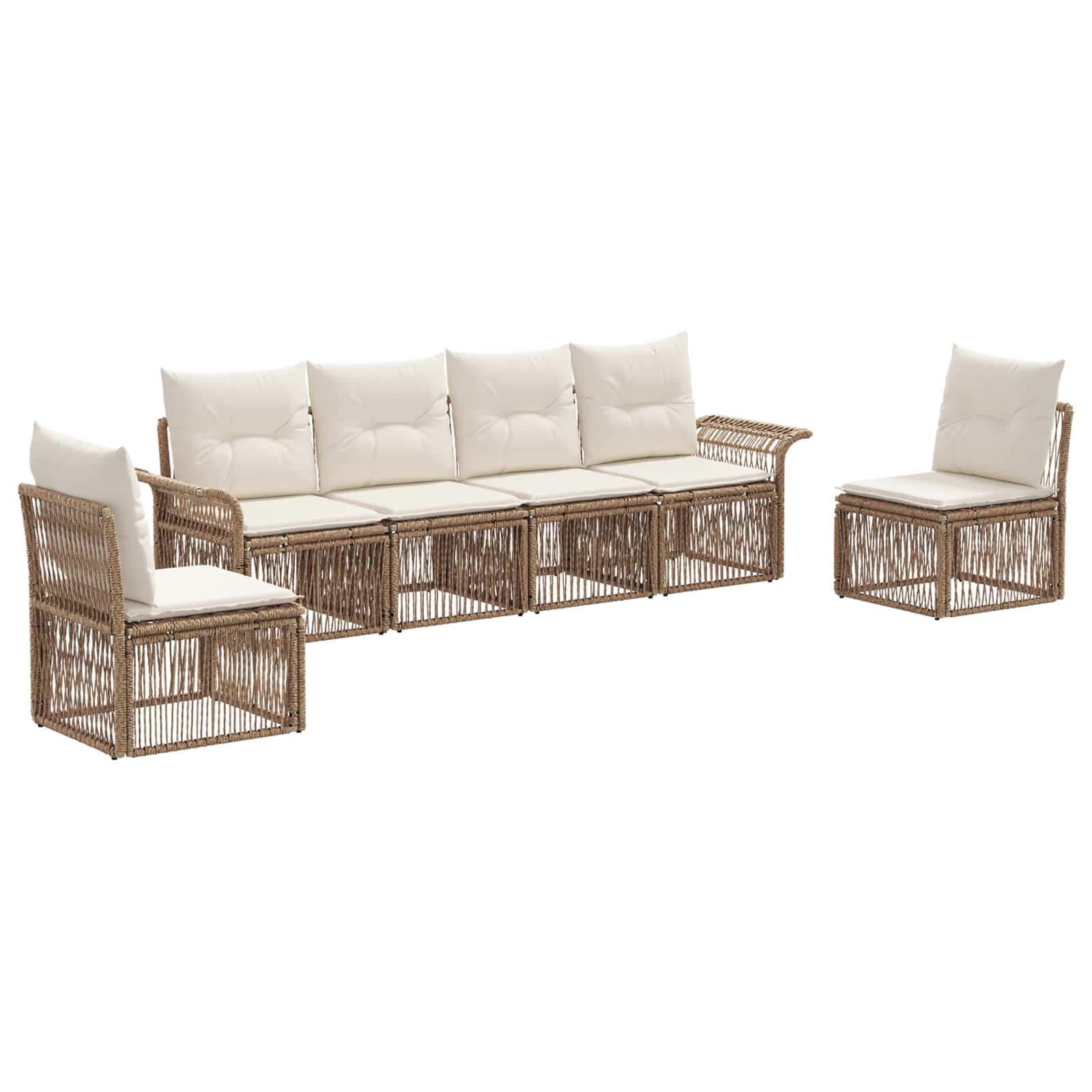 Gartensofa-set 6 pcs Beige Poly-Rattan