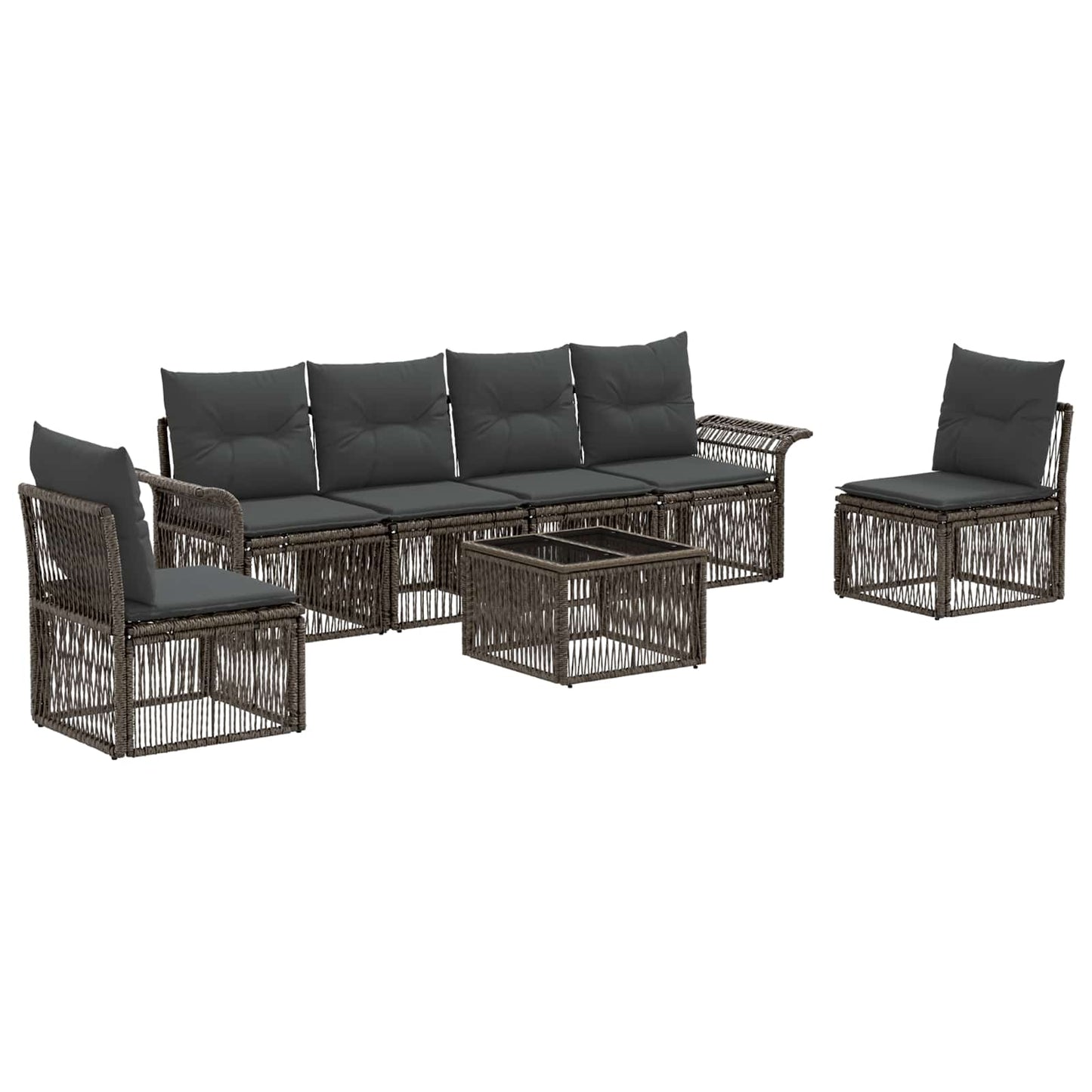 Gartensofa-set 7 stk. Grau Poly-Rattan