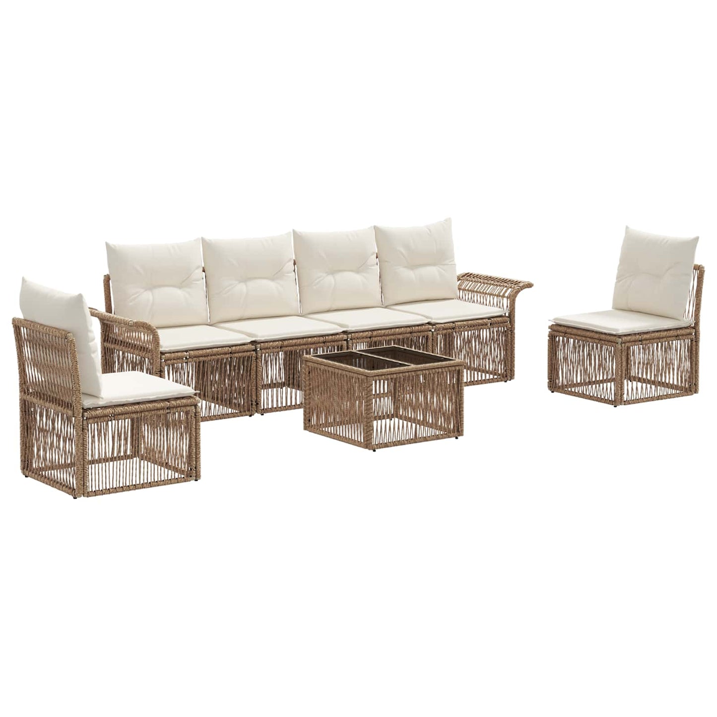 Gartensofa-set 7 pcs Beige Poly-Rattan