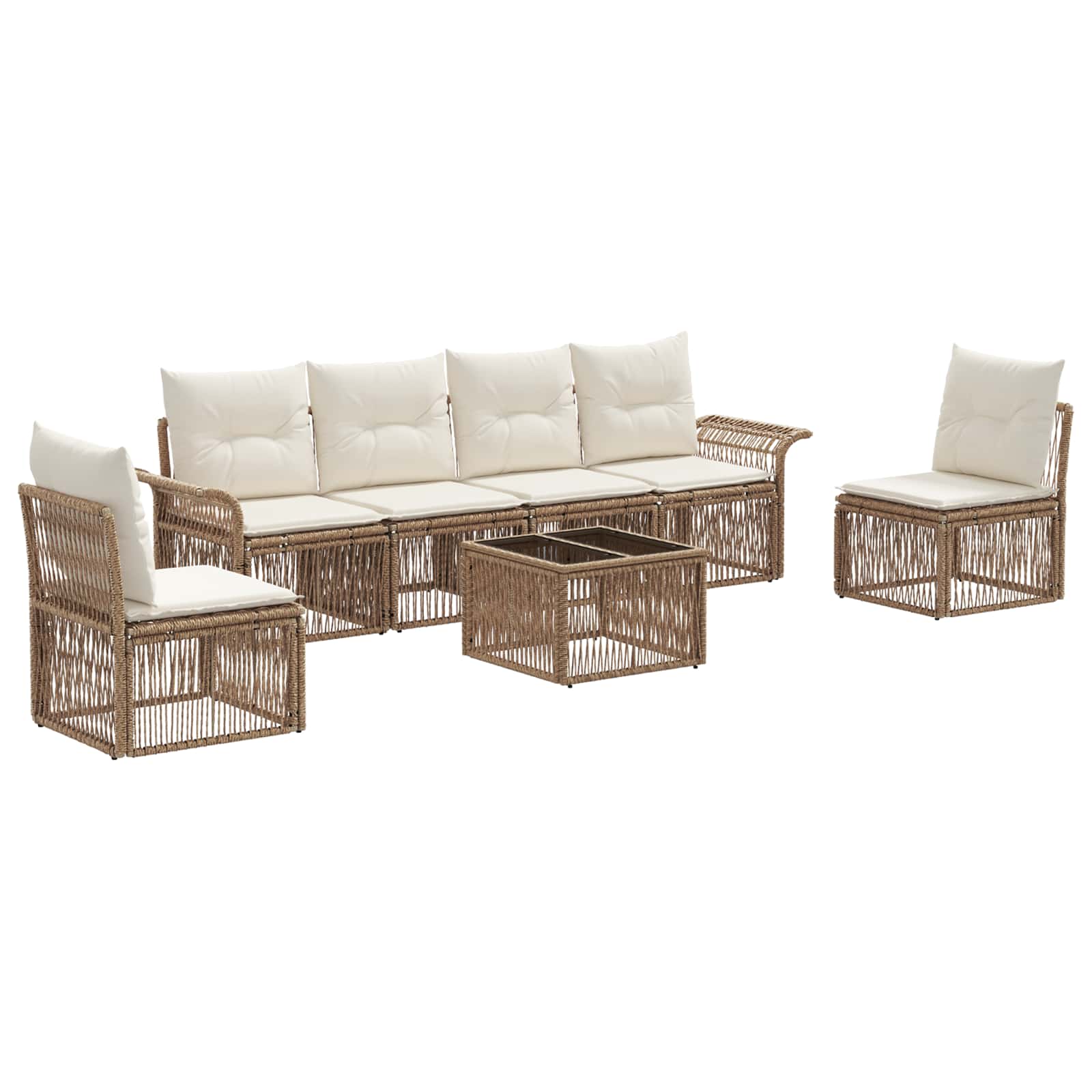 Gartensofa-set 7 pcs Beige Poly-Rattan