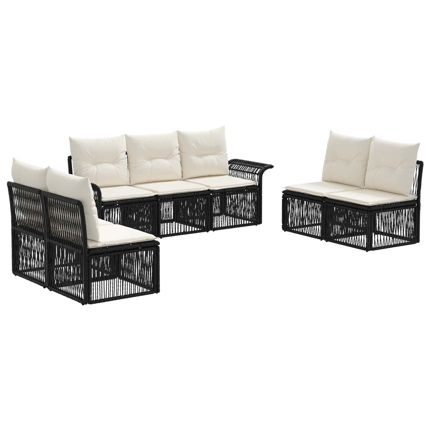 Gartensofa-set 7 pcs Schwarz Poly-Rattan