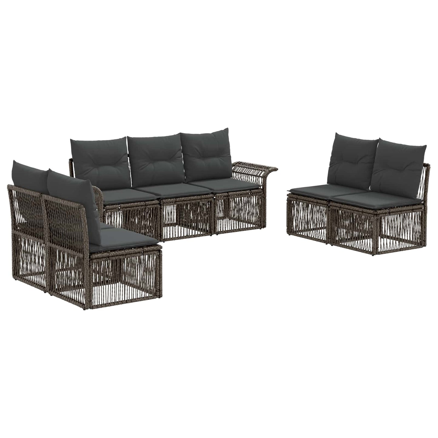 Gartensofa-set 7 pcs Grau Poly-Rattan