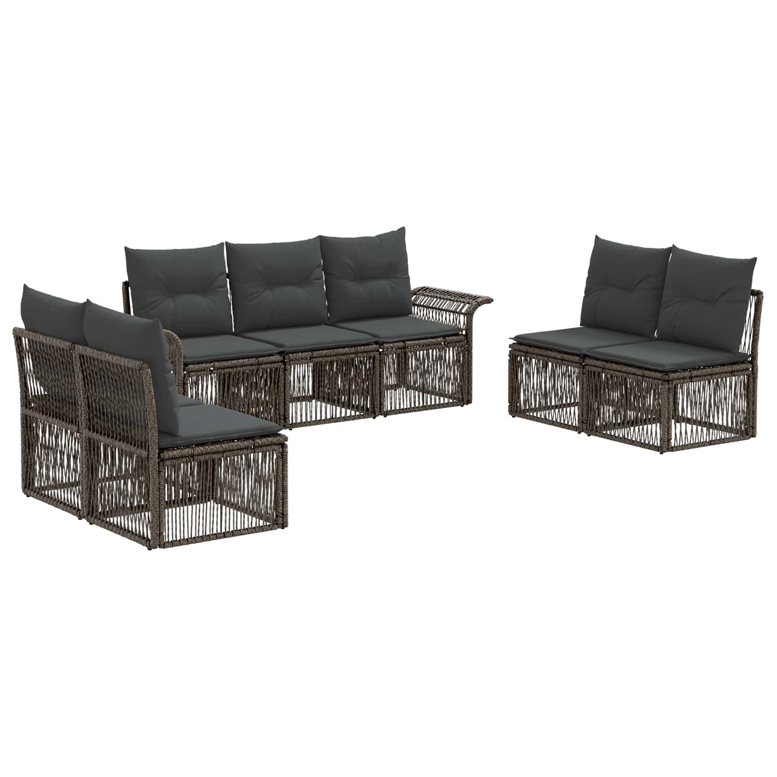 Gartensofa-set 7 pcs Grau Poly-Rattan