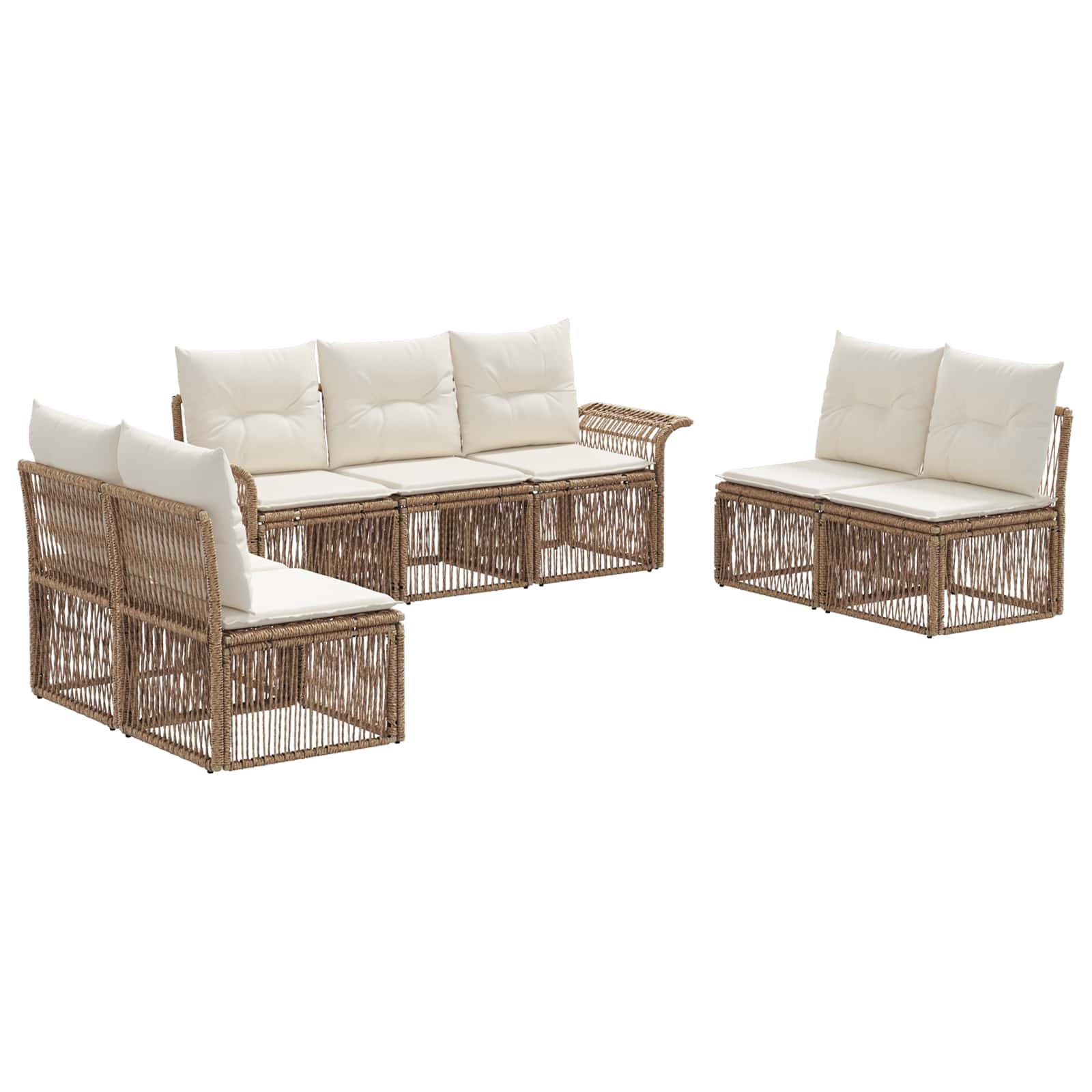 Gartensofa-set 7 pcs Beige Poly-Rattan