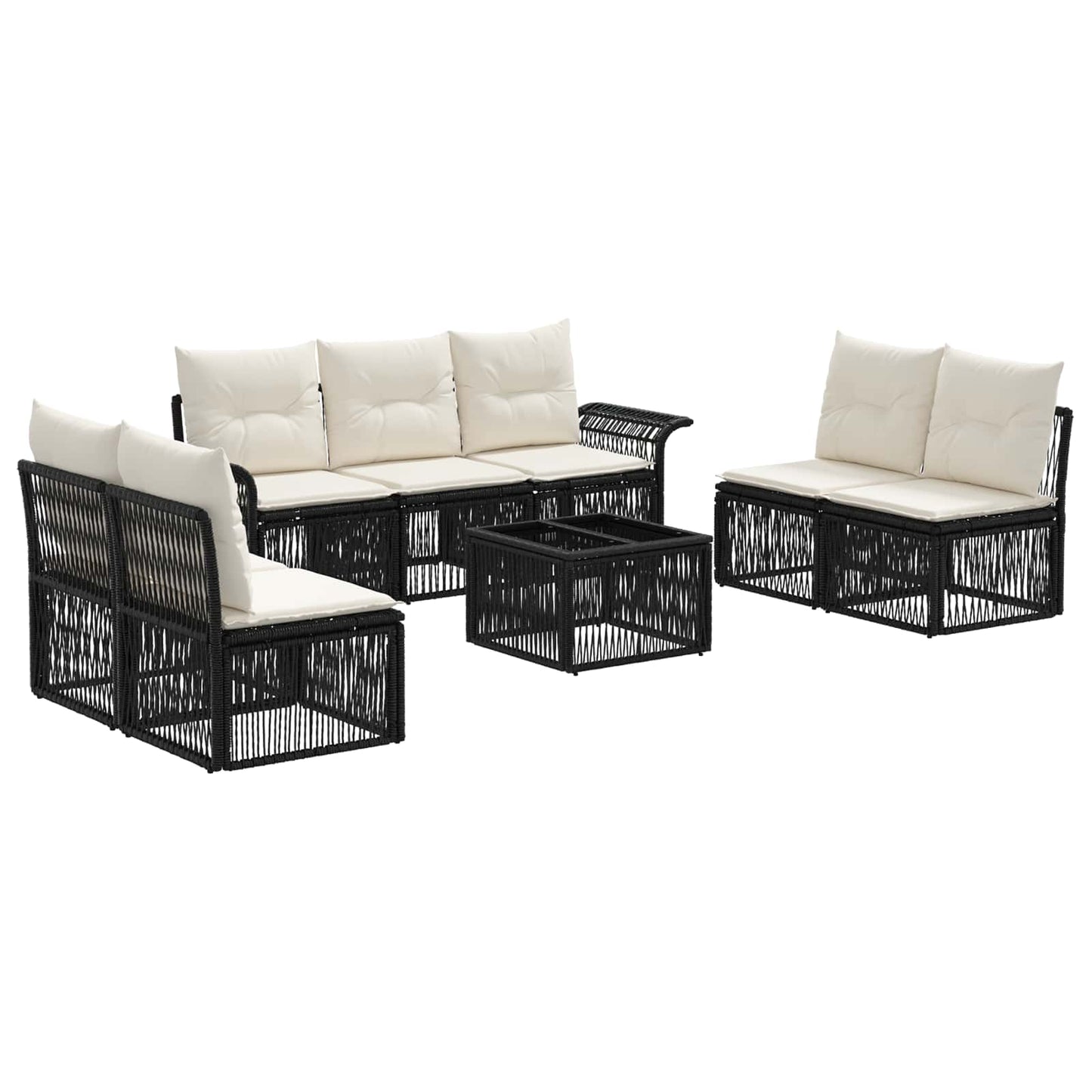 Gartensofa-set 8 stk. Schwarz Poly-Rattan