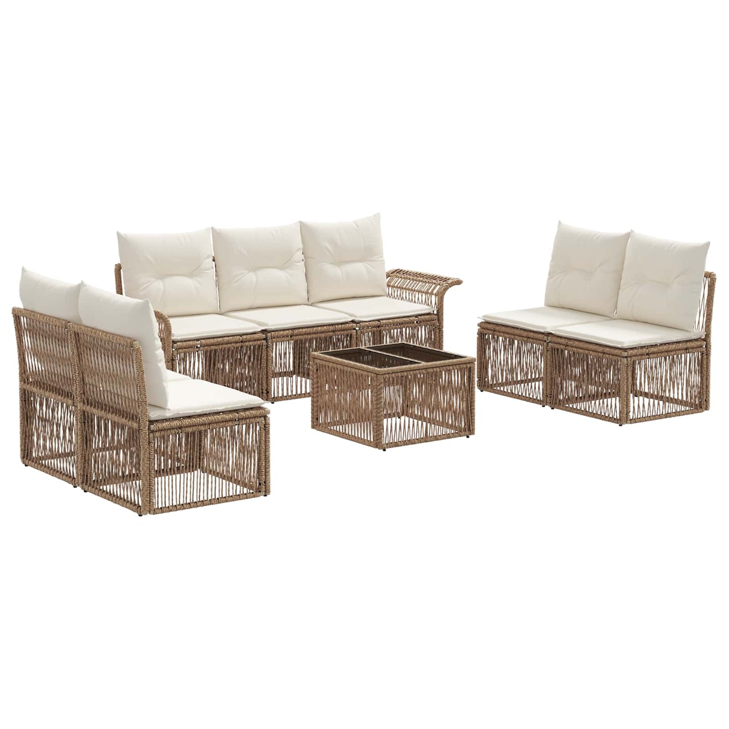 Gartensofa-set 8 pcs Beige Poly-Rattan
