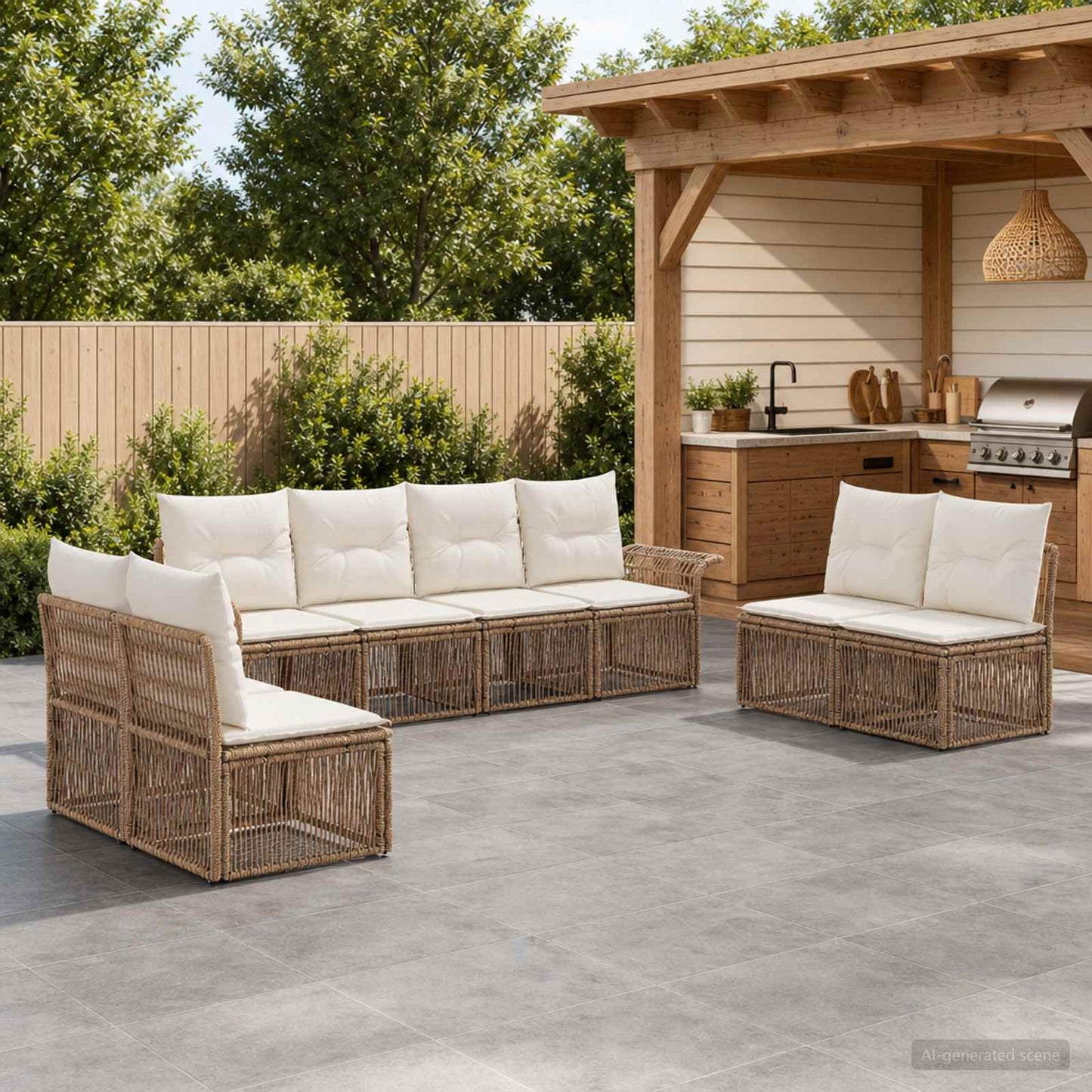 Gartensofa-set 8 pcs Beige Poly-Rattan
