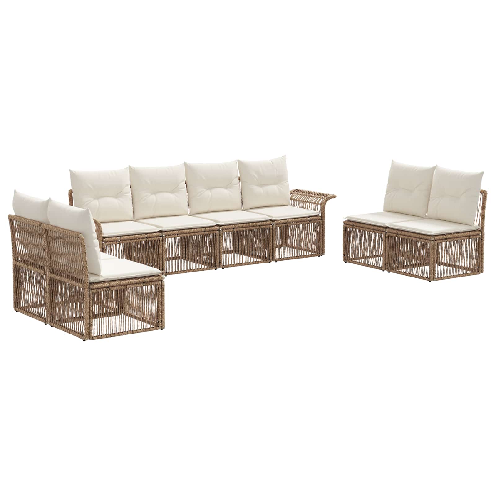 Gartensofa-set 8 pcs Beige Poly-Rattan