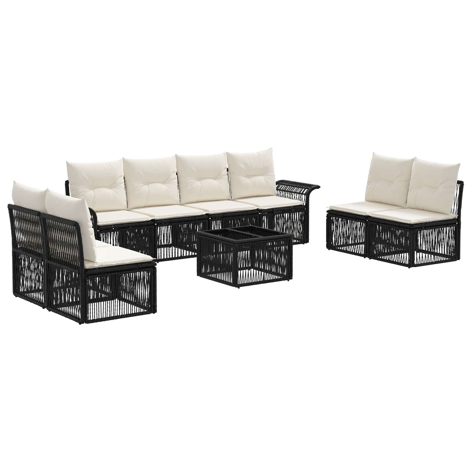 Gartensofa-set 9 stk. Schwarz Poly-Rattan