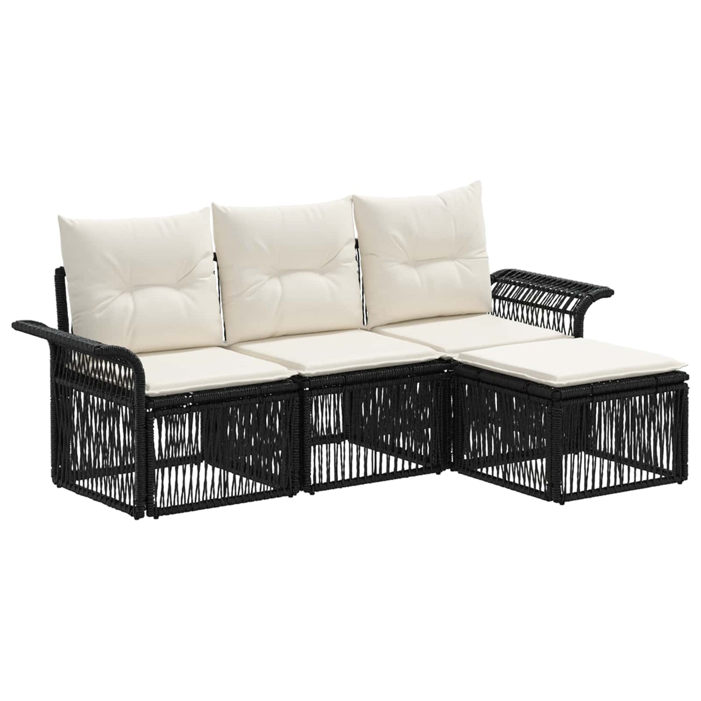 Gartensofa-set 4 stk. Schwarz Poly-Rattan