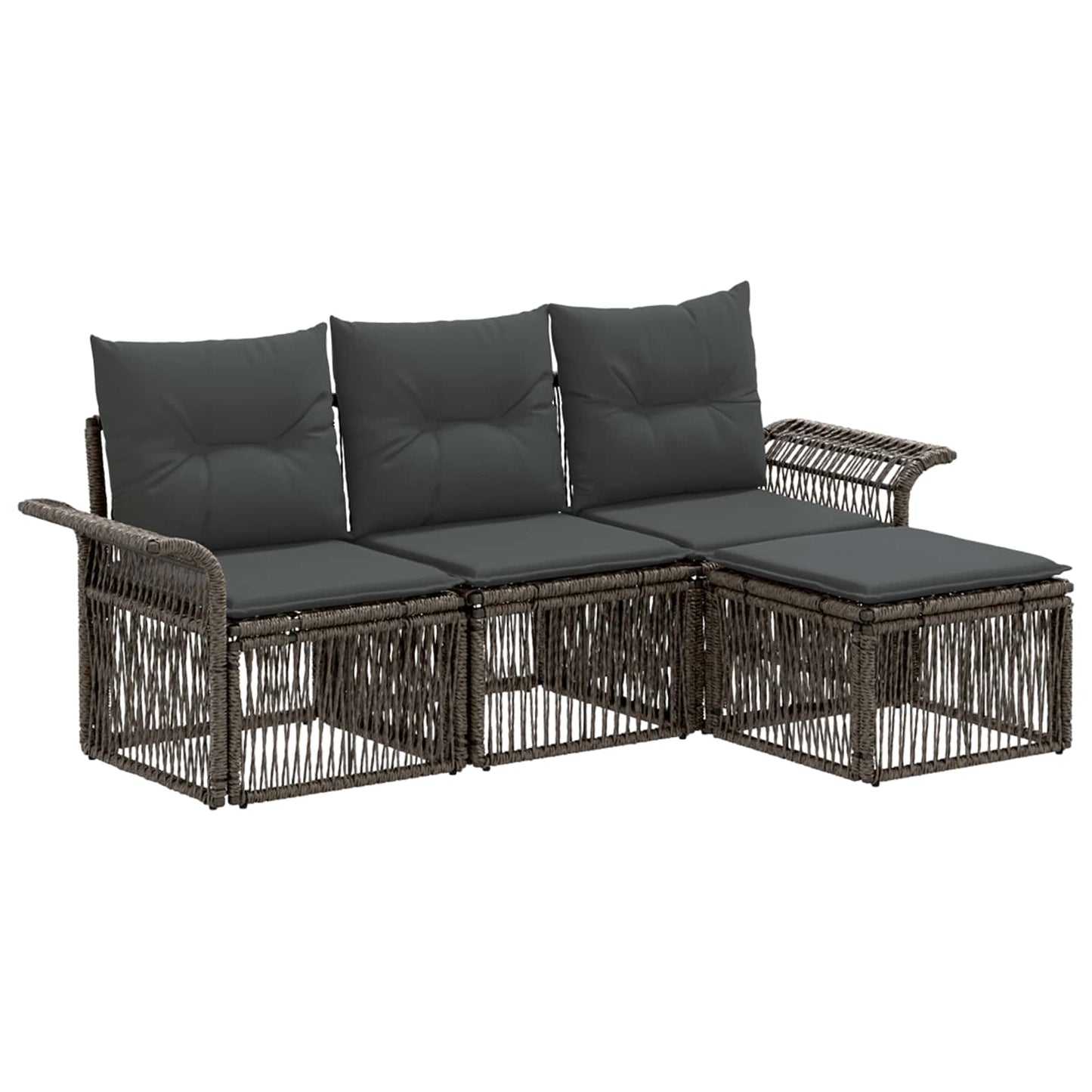 Gartensofa-set 4 stk. Grau Poly-Rattan