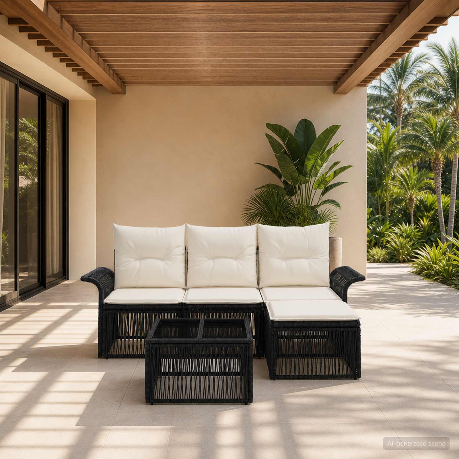 Gartensofa-set 5 stk. Schwarz Poly-Rattan