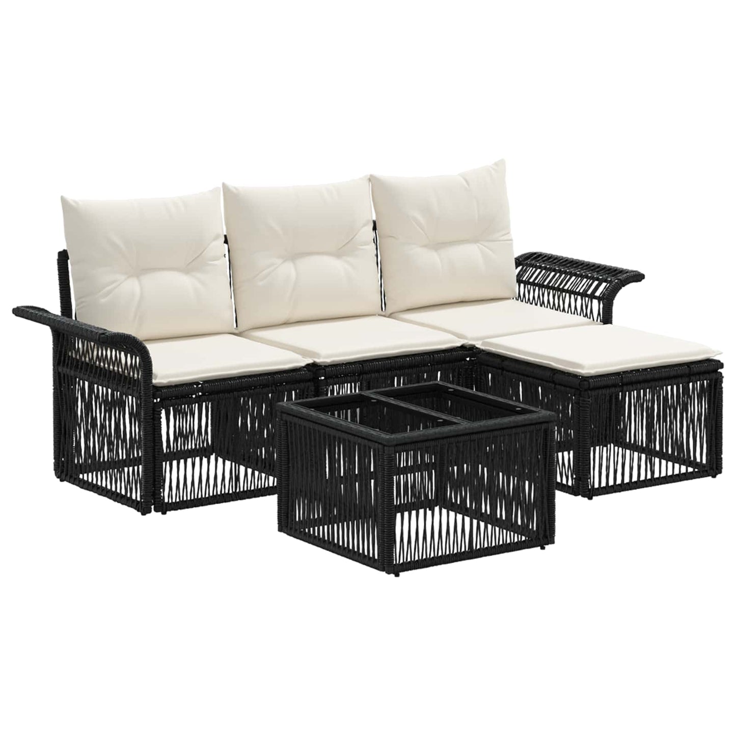 Gartensofa-set 5 pcs Schwarz Poly-Rattan