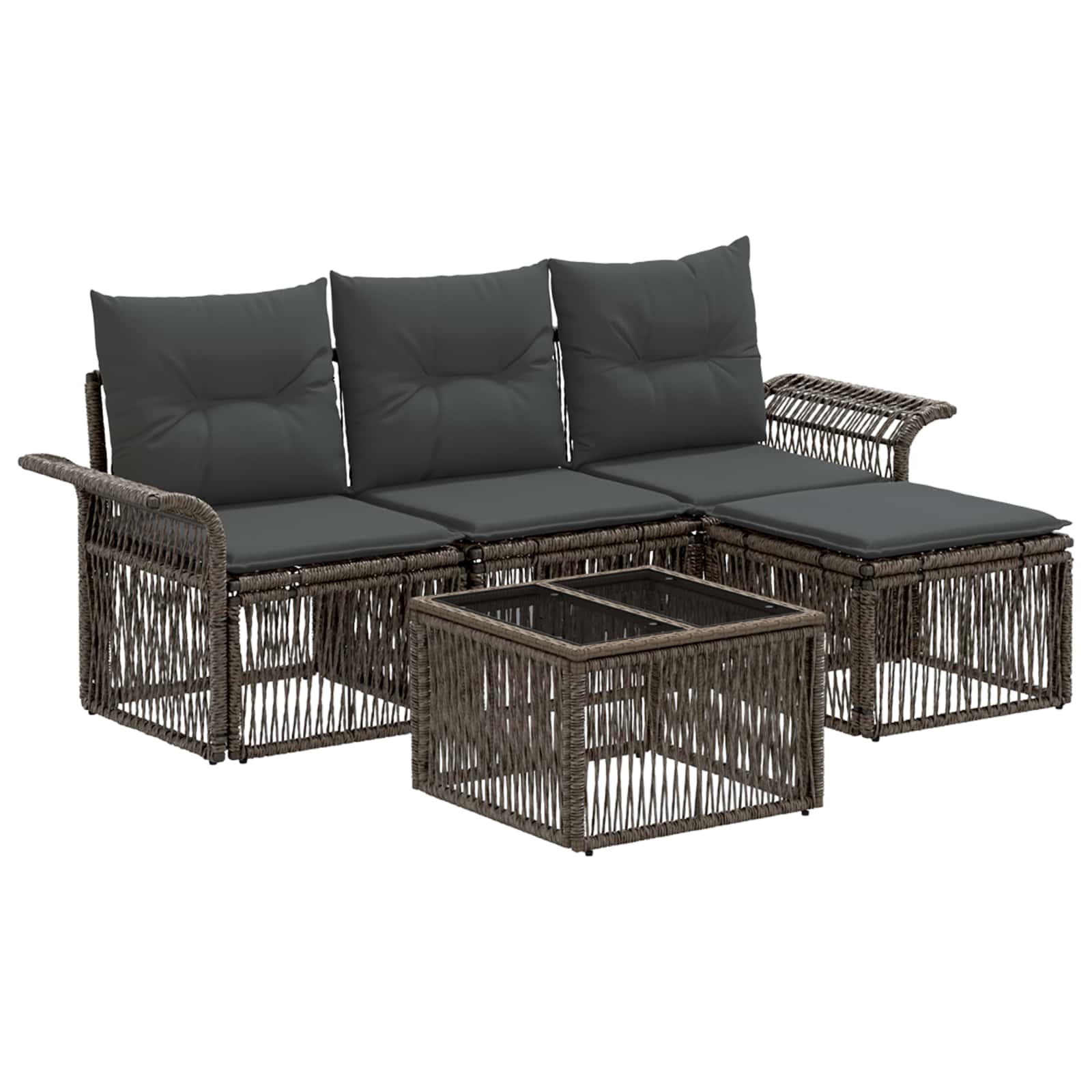 Gartensofa-set 5 stk. Grau Poly-Rattan