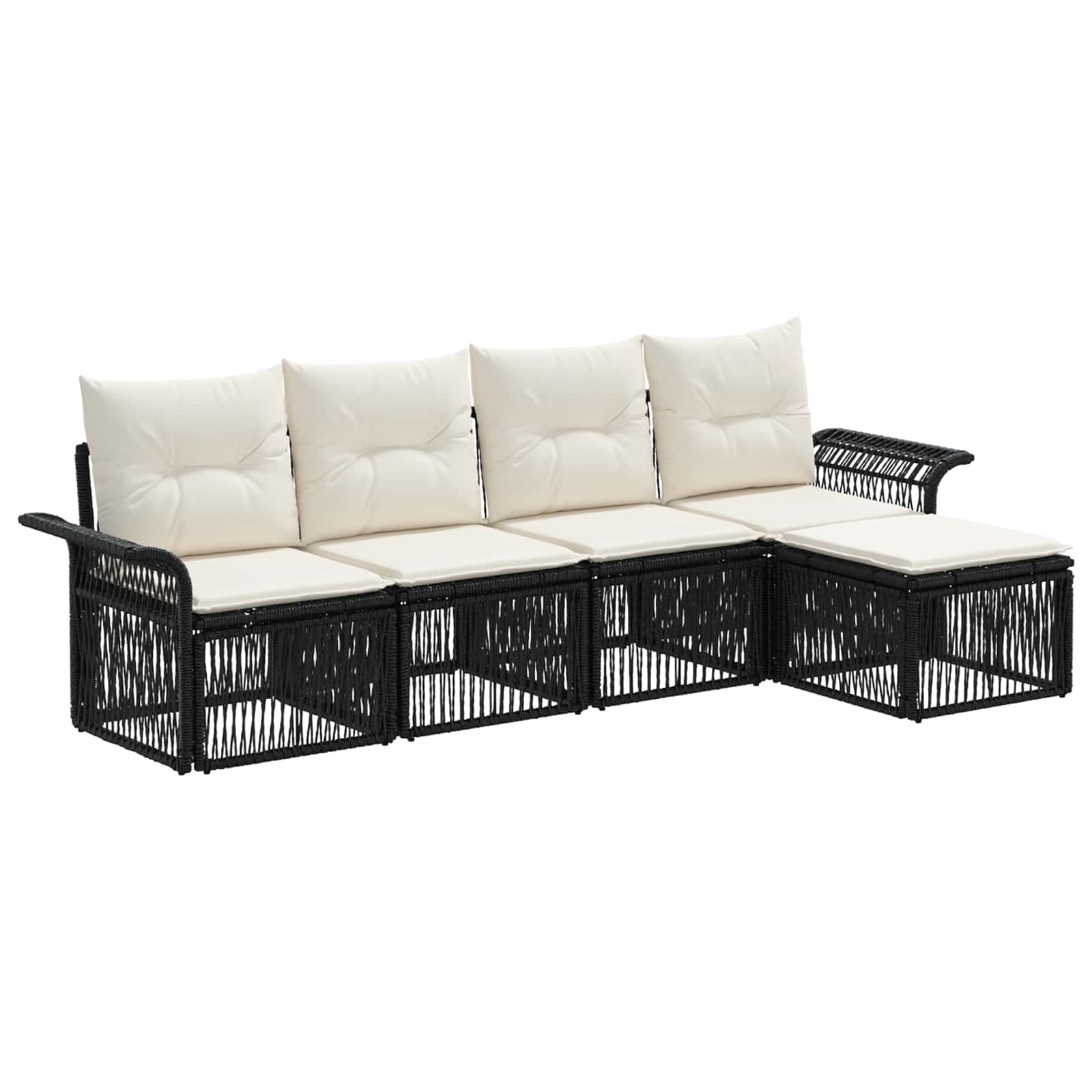 Gartensofa-set 5 pcs Schwarz Poly-Rattan