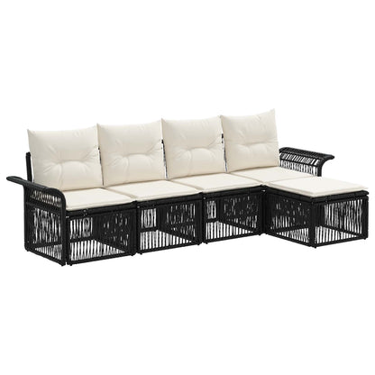 Gartensofa-set 5 stk. Schwarz Poly-Rattan