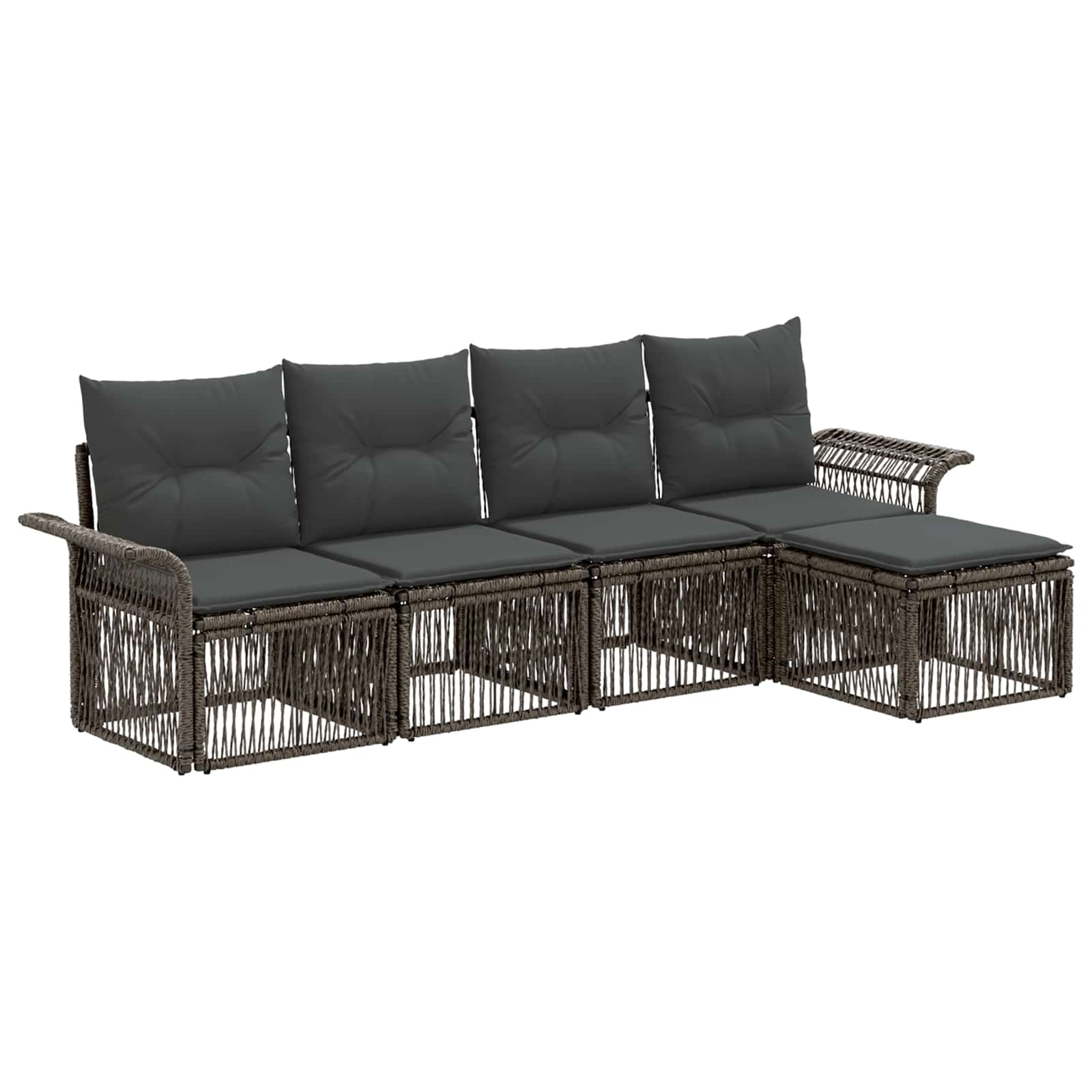 Gartensofa-set 5 stk. Grau Poly-Rattan