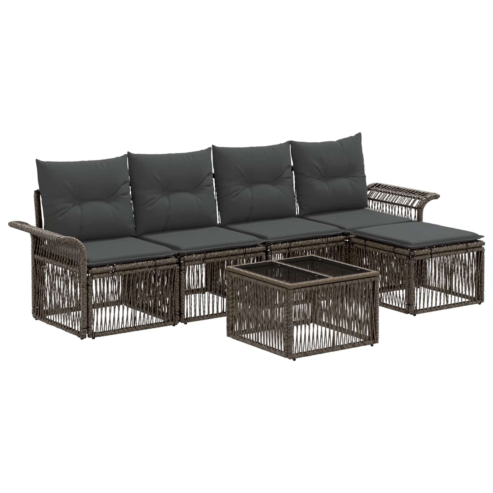 Gartensofa-set 6 stk. Grau Poly-Rattan