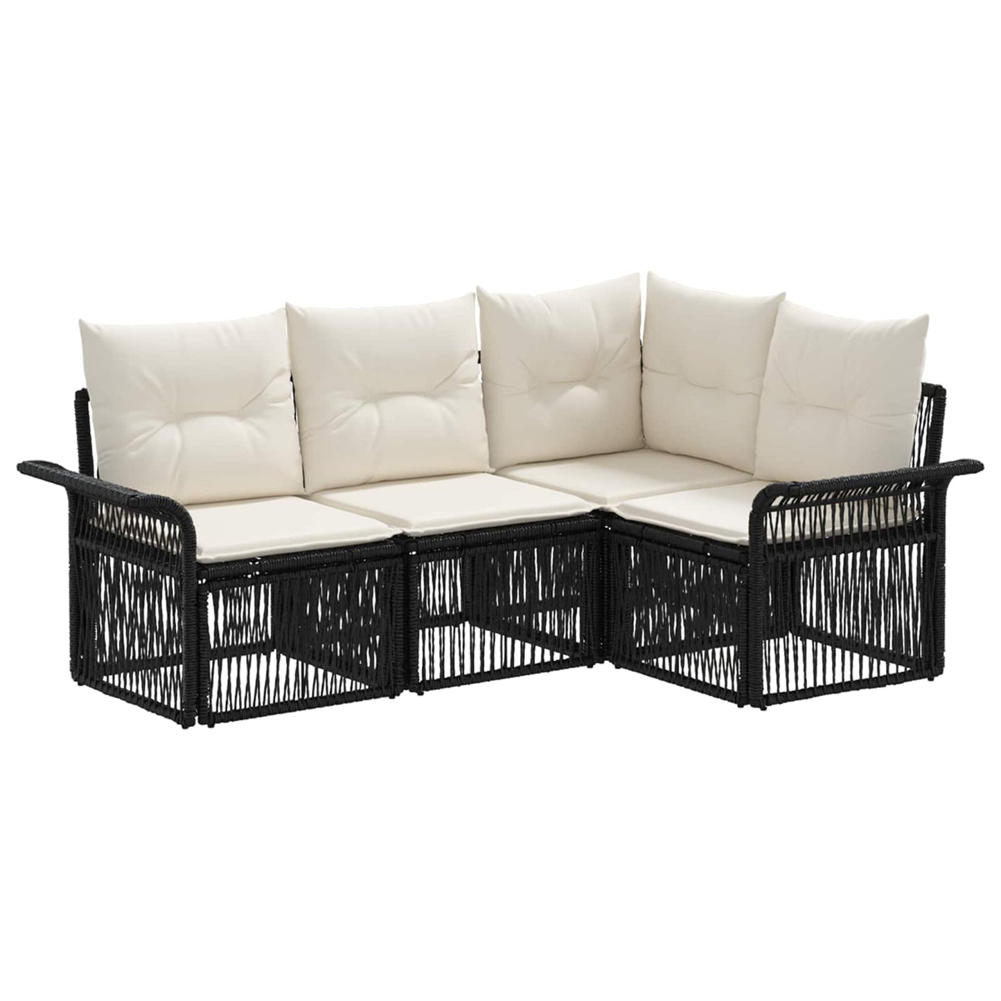 Gartensofa-set 4 pcs Schwarz Poly-Rattan