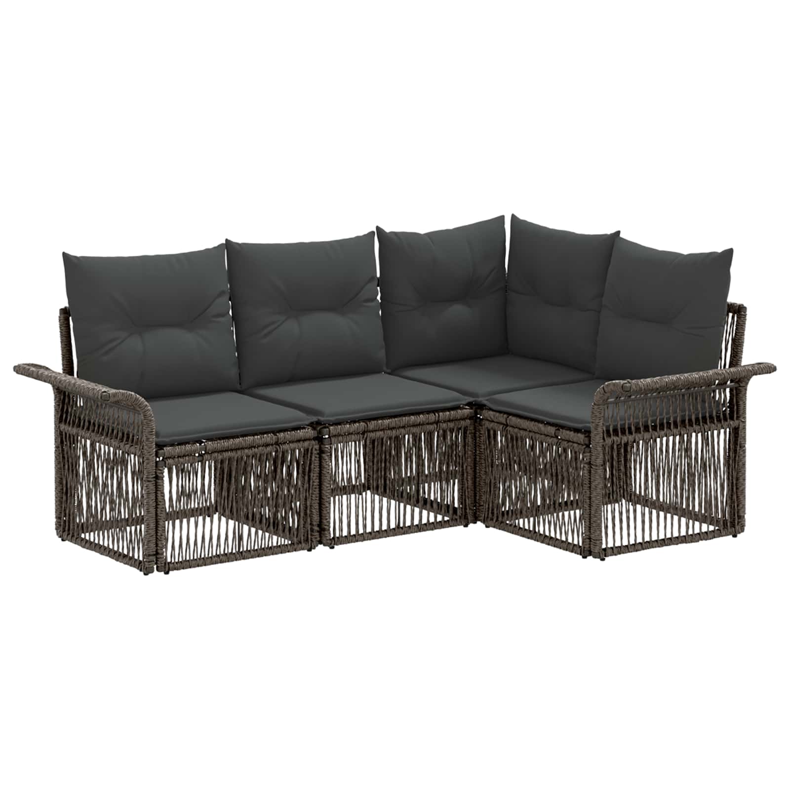 Gartensofa-set 4 stk. Grau Poly-Rattan