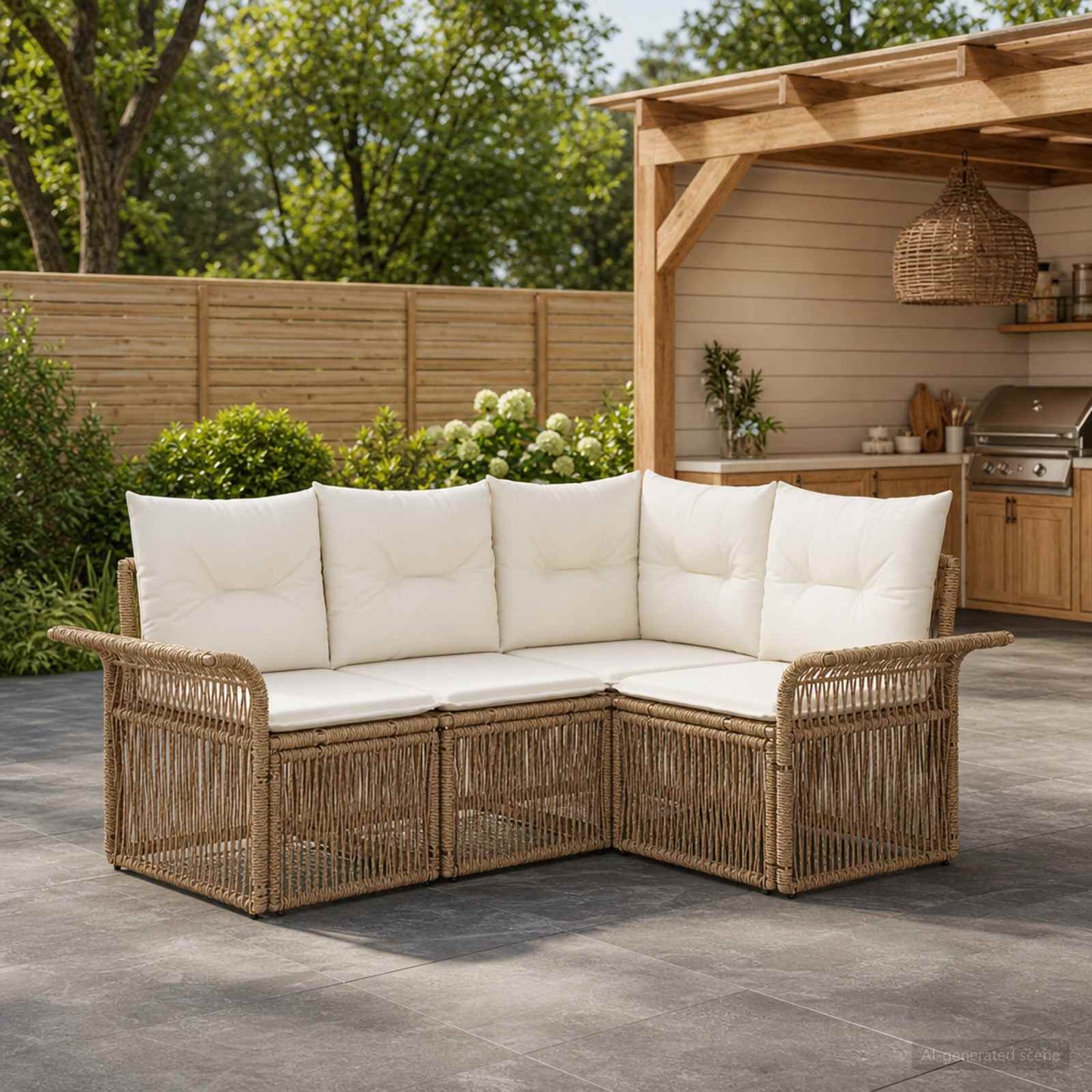 Gartensofa-set 4 stk. Beige Poly-Rattan