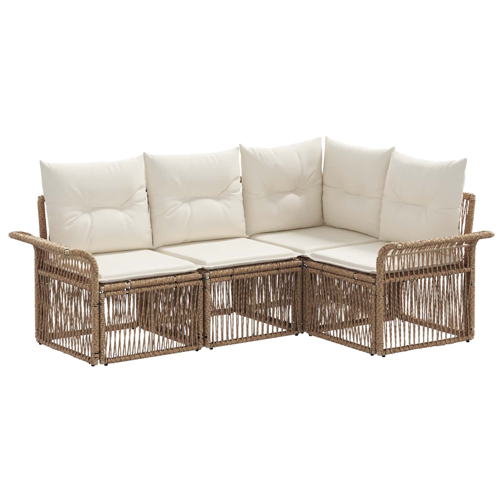 Gartensofa-set 4 stk. Beige Poly-Rattan