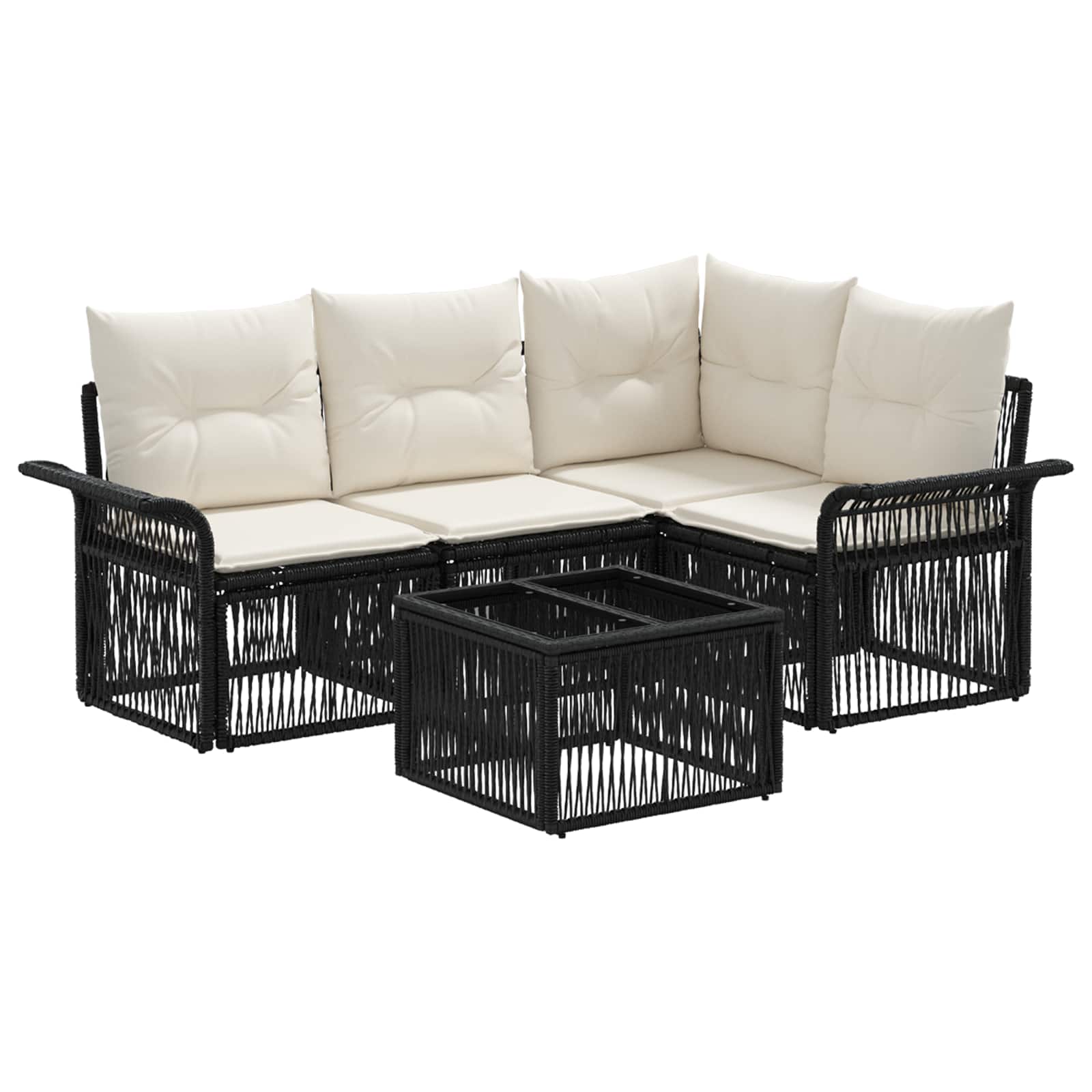 Gartensofa-set 5 stk. Schwarz Poly-Rattan