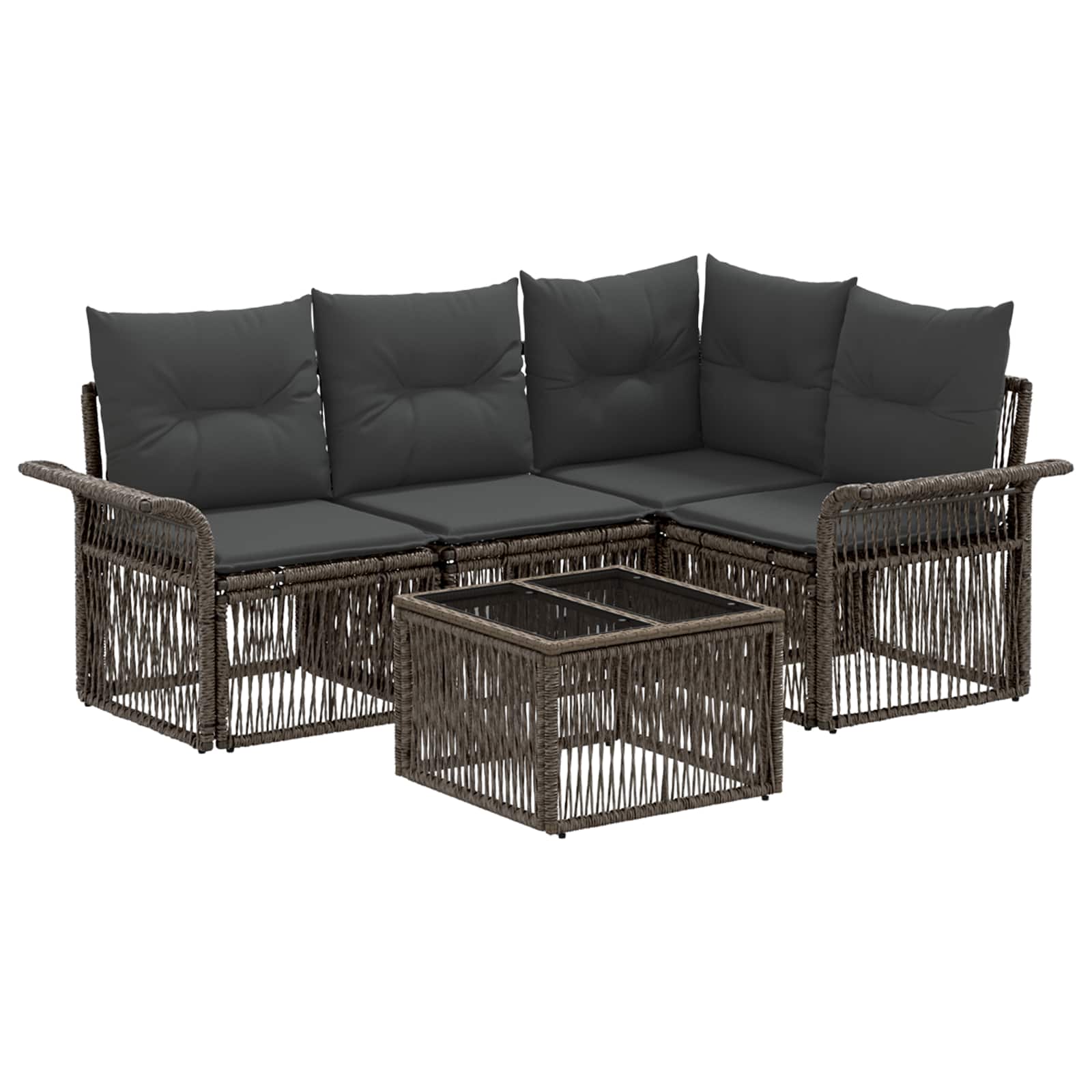 Gartensofa-set 5 stk. Grau Poly-Rattan