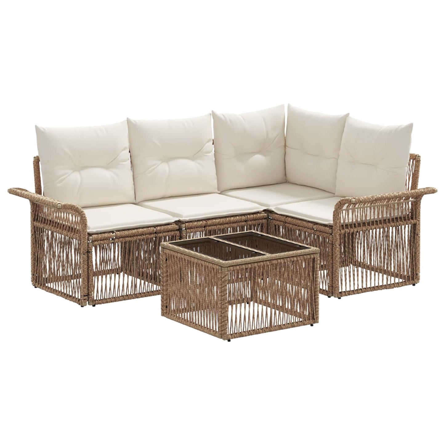 Gartensofa-set 5 pcs Beige Poly-Rattan